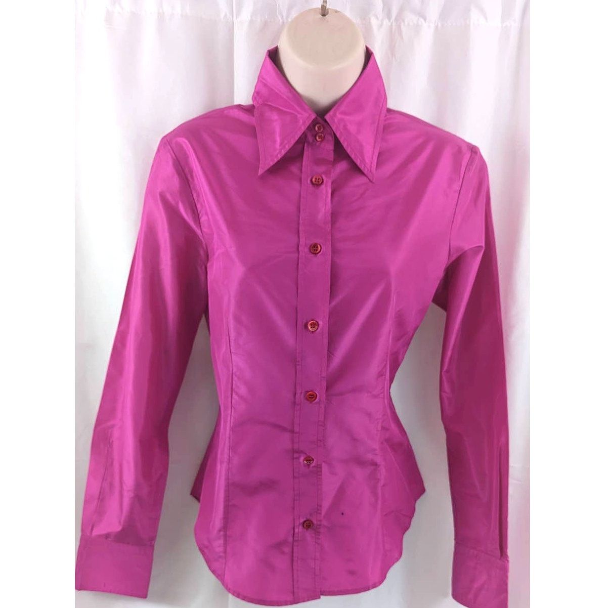 Etro ETRO Pink Fuchsia Silk Button Women's Toop sz 40 Milano Size M / US 6-8 / IT 42-44 - 2 Thumbnail