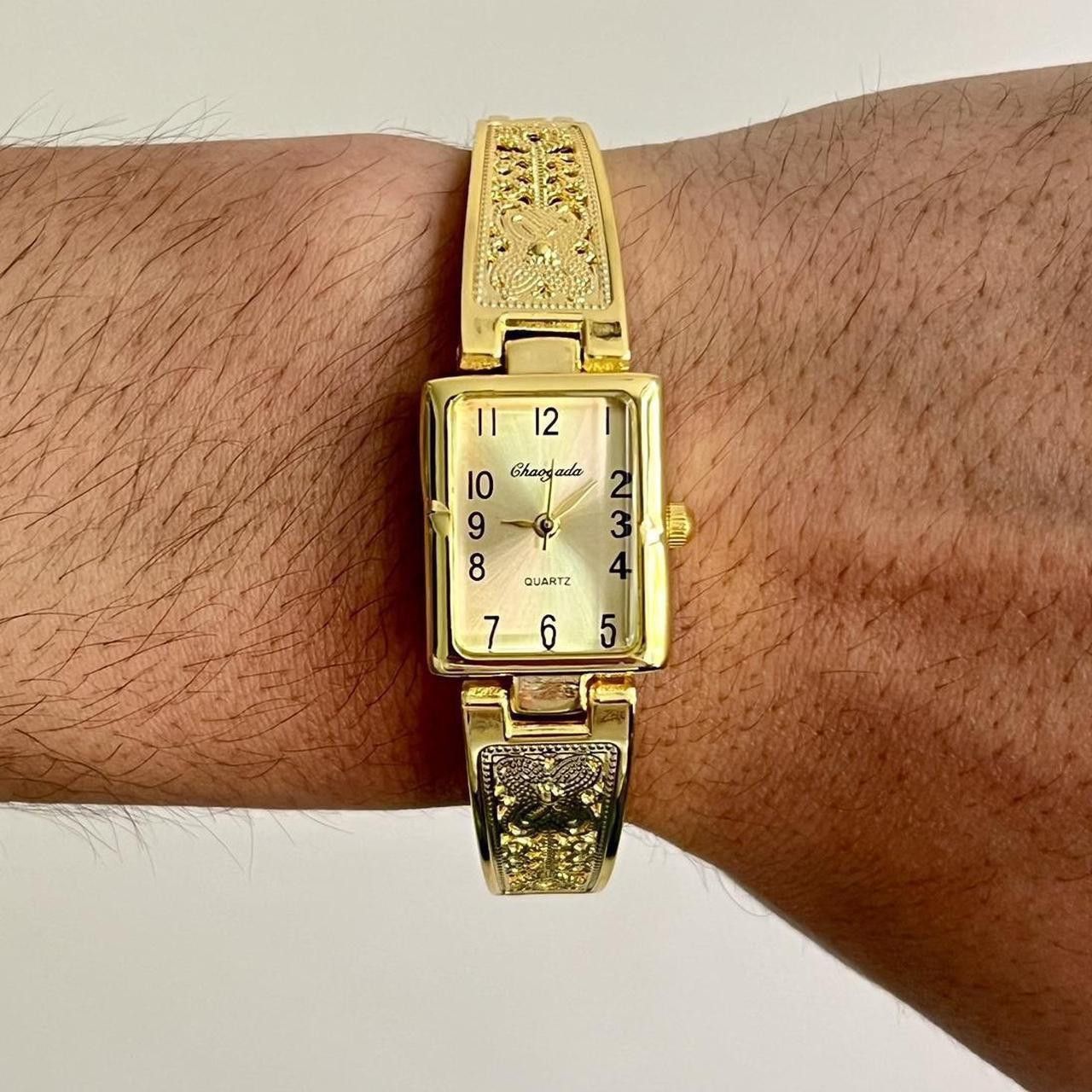 Japanese Brand y2k gold rectangle stainless steel quartz luxury watch Size ONE SIZE - 8 Thumbnail
