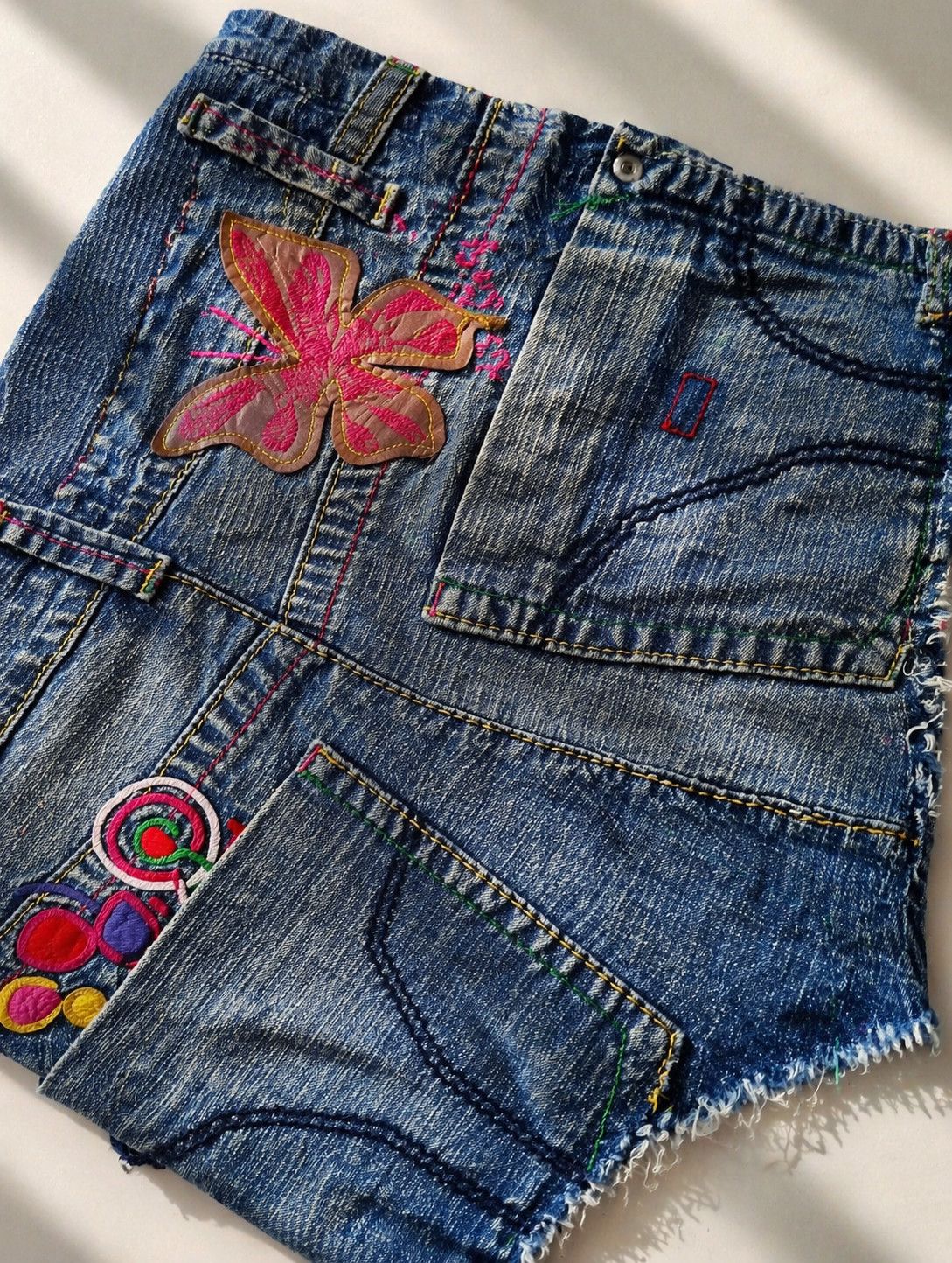 Miss Sixty DS Vintage MISS SIXTY Y2K Butterfly Embroidered Denim Shorts Size 29" - 2 Thumbnail