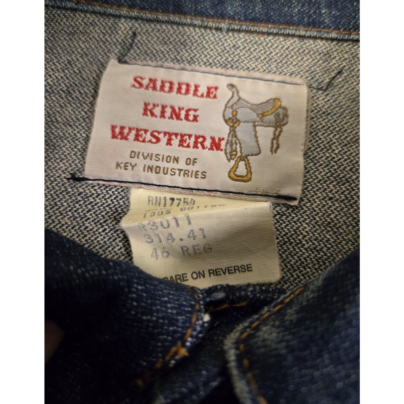 Vintage VINTAGE Saddle King Western Jacket Mens 46 Regular Blue Denim Trucker Made USA Size US S / EU 44-46 / 1 - 6 Thumbnail