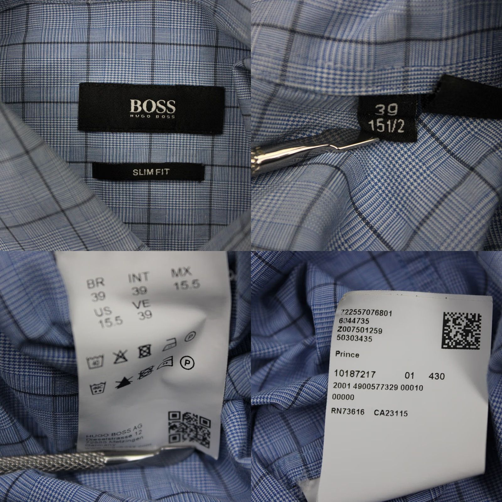 Hugo Boss HUGO BOSS Prince Shirt Mens 15 1/2, 39 Blue Slim Fit L/S Cotton Button Up Dress Shirt Shirt Mens Blue Slim Cotton Blue 80s? Size US L / EU 52-54 / 3 - 8 Thumbnail