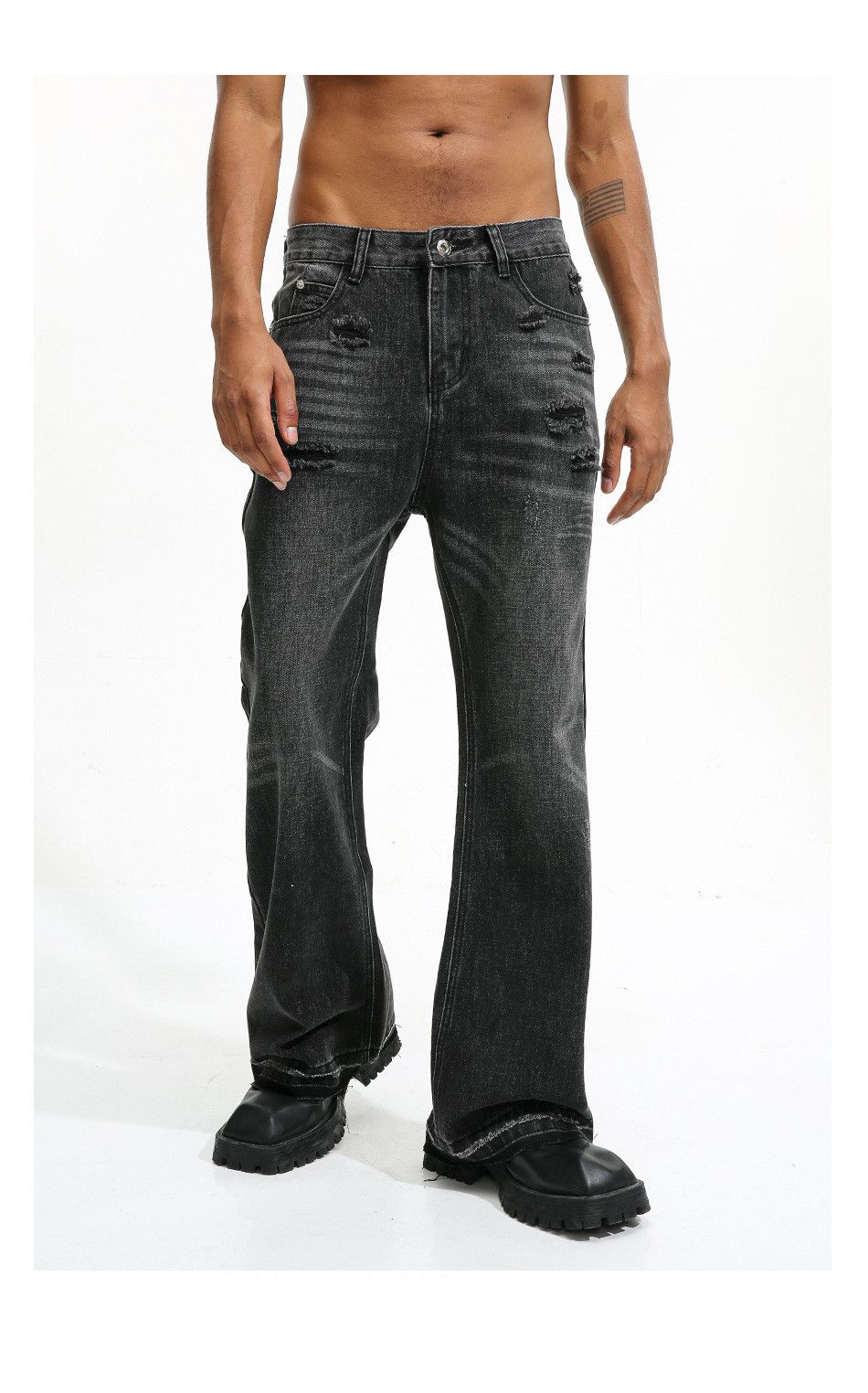 punk washed faded yuppie damaged flared jeans