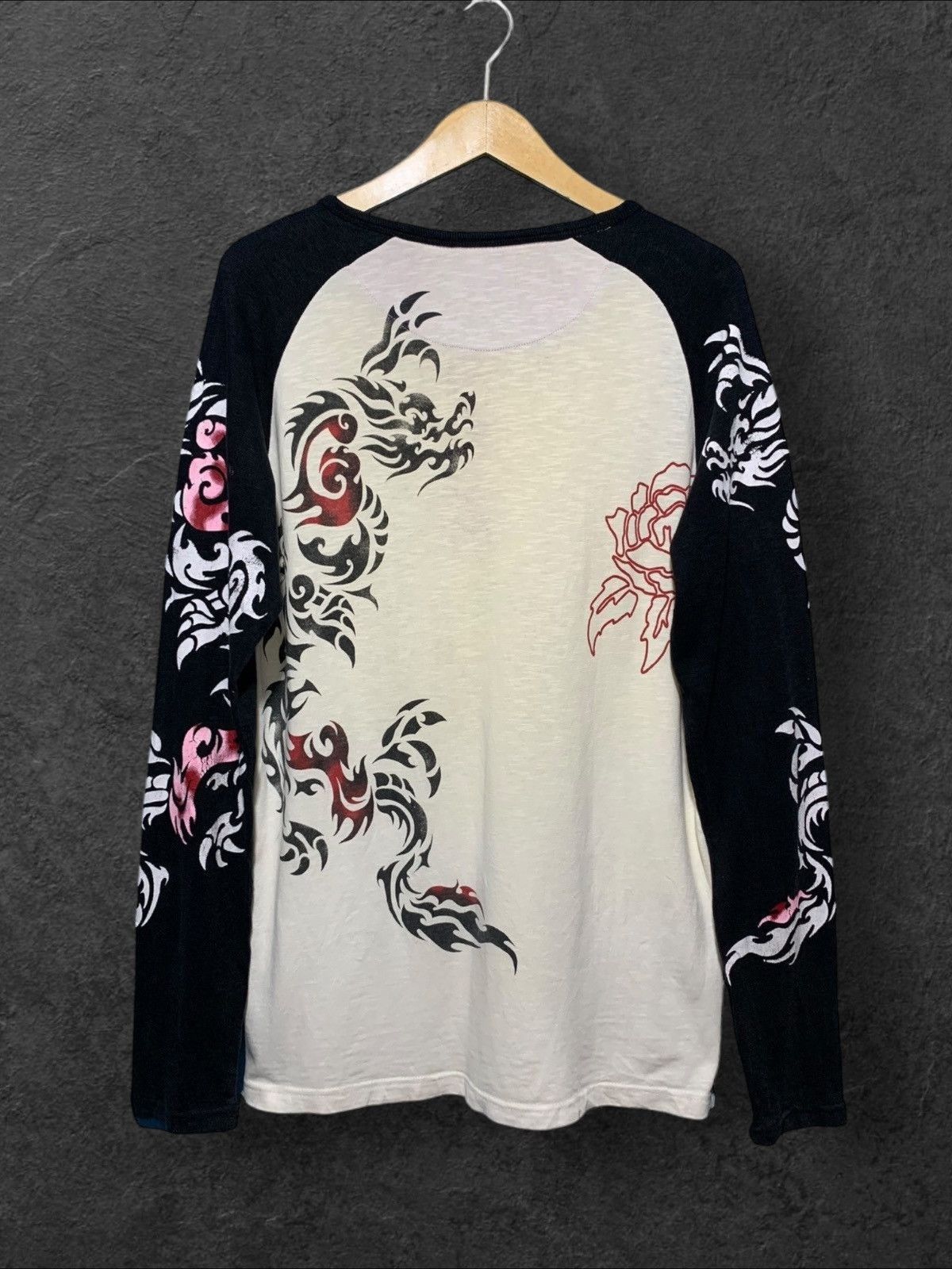 Japanese Brand × Vintage y2k Sukajan Tribal Dragon Tatto longsleeve Size US L / EU 52-54 / 3 - 4 Thumbnail