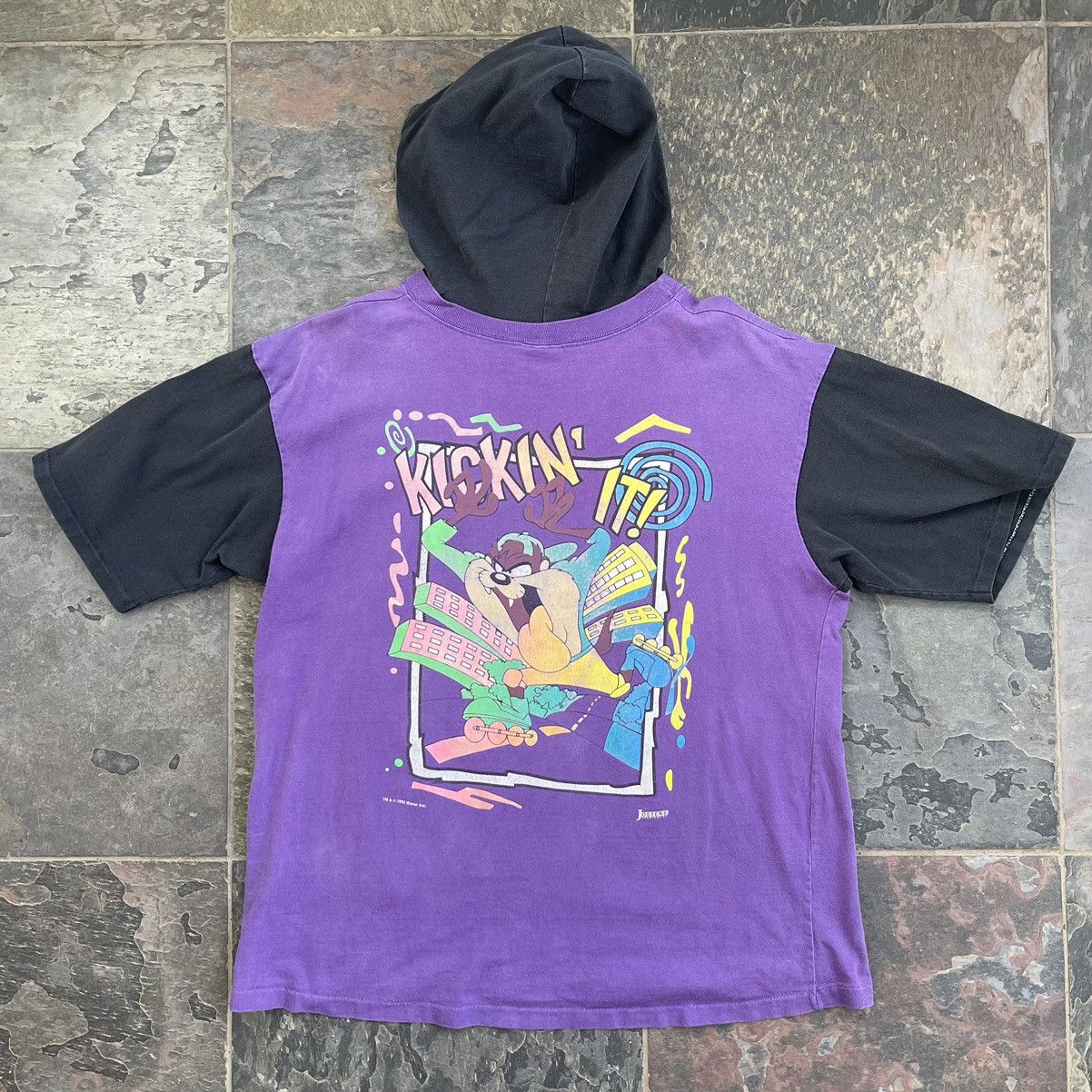 Warner Bros Vintage 1993 Tasmanian Devil hooded t-shirt Size US L / EU 52-54 / 3 - 4 Thumbnail