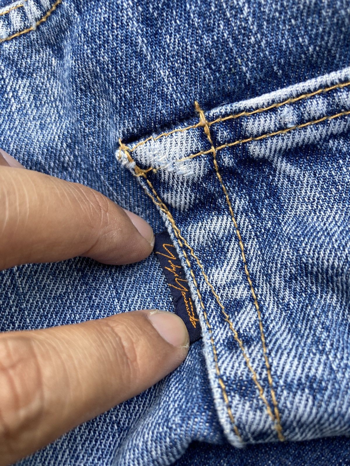 Yohji Yamamoto Yohji Yamamoto Blue Faded Hige Selvedge Denim Jeans Size US 32 / EU 48 - 15 Thumbnail