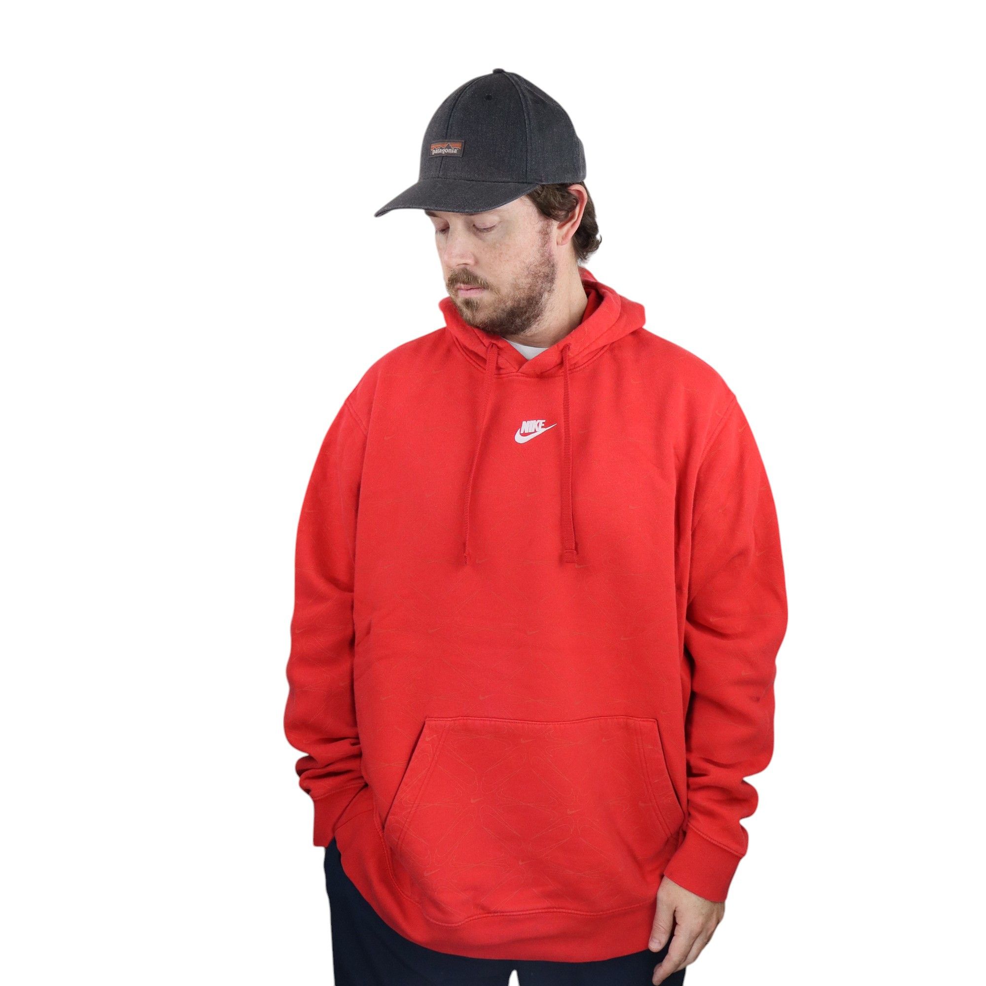 Nike × Travis Scott Vintage 90s Style Nike Hoodie Center Swoosh Red Sweatshirt Size US XXL / EU 58 / 5 - 1 Thumbnail