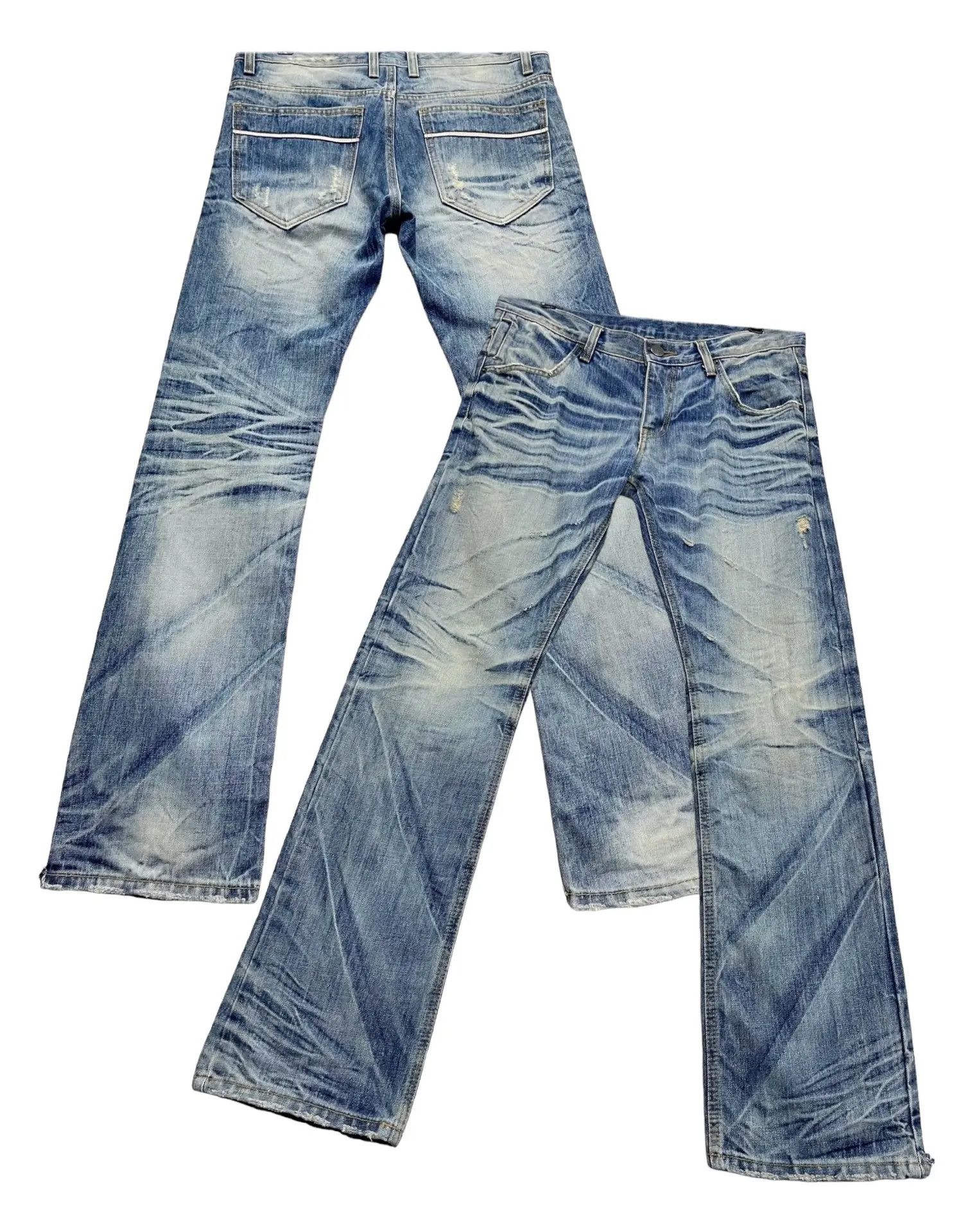 Japanese Brand Improves Mudwash Clawmark Whisker Flare Archive Denim Size US 32 / EU 48 - 1 Thumbnail