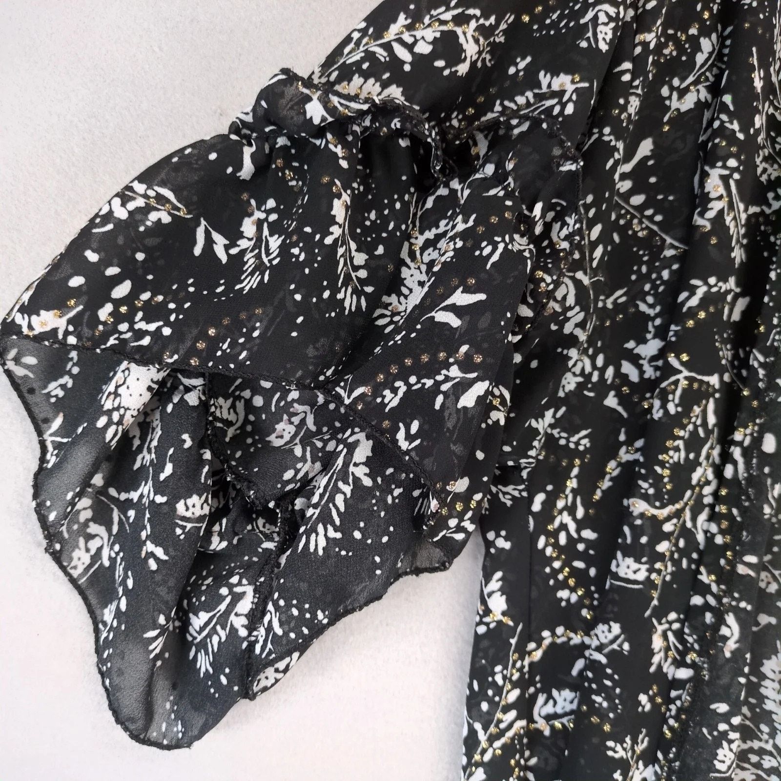Other Laon Black Floral Print Sheer Long Kimono Open Cardigan XL Size XL / US 12-14 / IT 48-50 - 8 Thumbnail