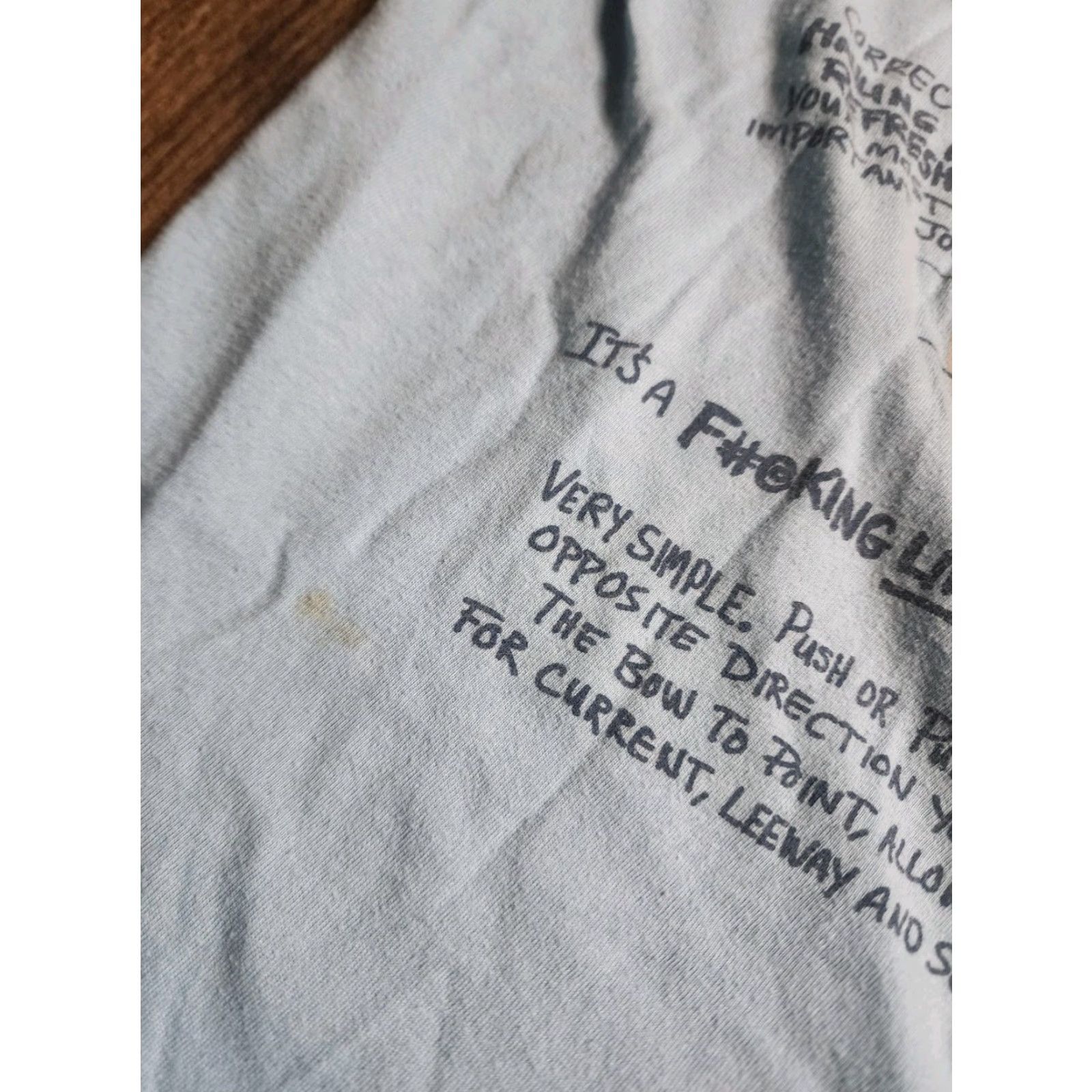 Vintage Mens M Sea Toggery Cruise Outpost Graphic T-Shirt Short Sleeve Blue Casual Quotes All Seasons Size US M / EU 48-50 / 2 - 6 Thumbnail