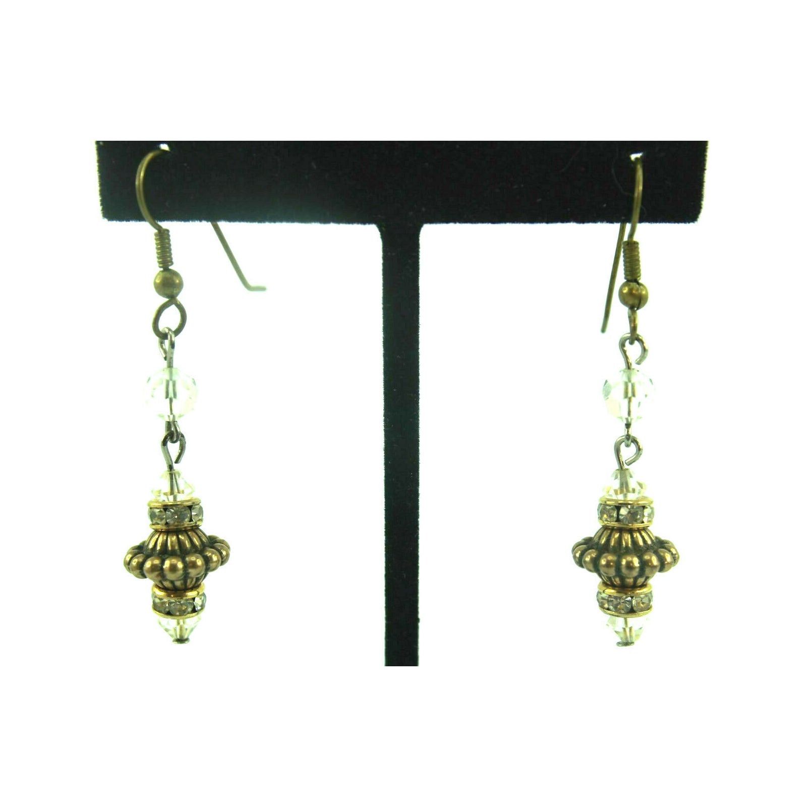 Other Vintage Rondelle WhiteCrystal Rhinestone Earrings Hook • 2" Size ONE SIZE - 2 Thumbnail
