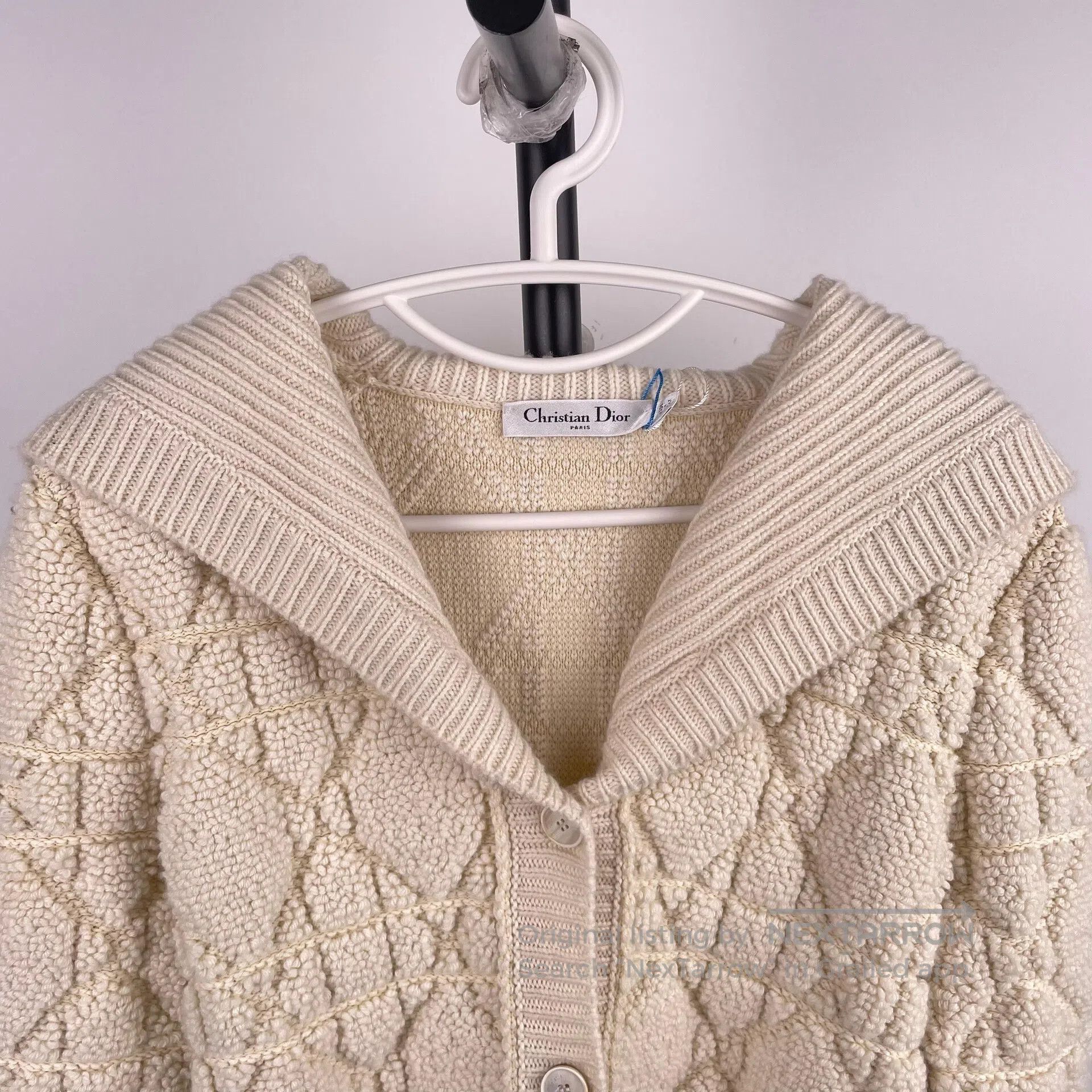 Dior Dior Milk white diamond pattern navy collar knit cardigan Size XS / US 0-2 / IT 36-38 - 3 Thumbnail