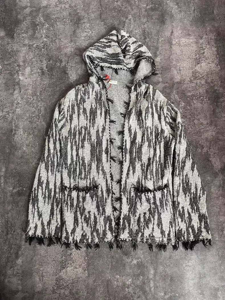 Saint Laurent Paris Saint Laurent Paris Beige Gray Linen and Wool Hooded Cardi Size US M / EU 48-50 / 2 - 1 Thumbnail