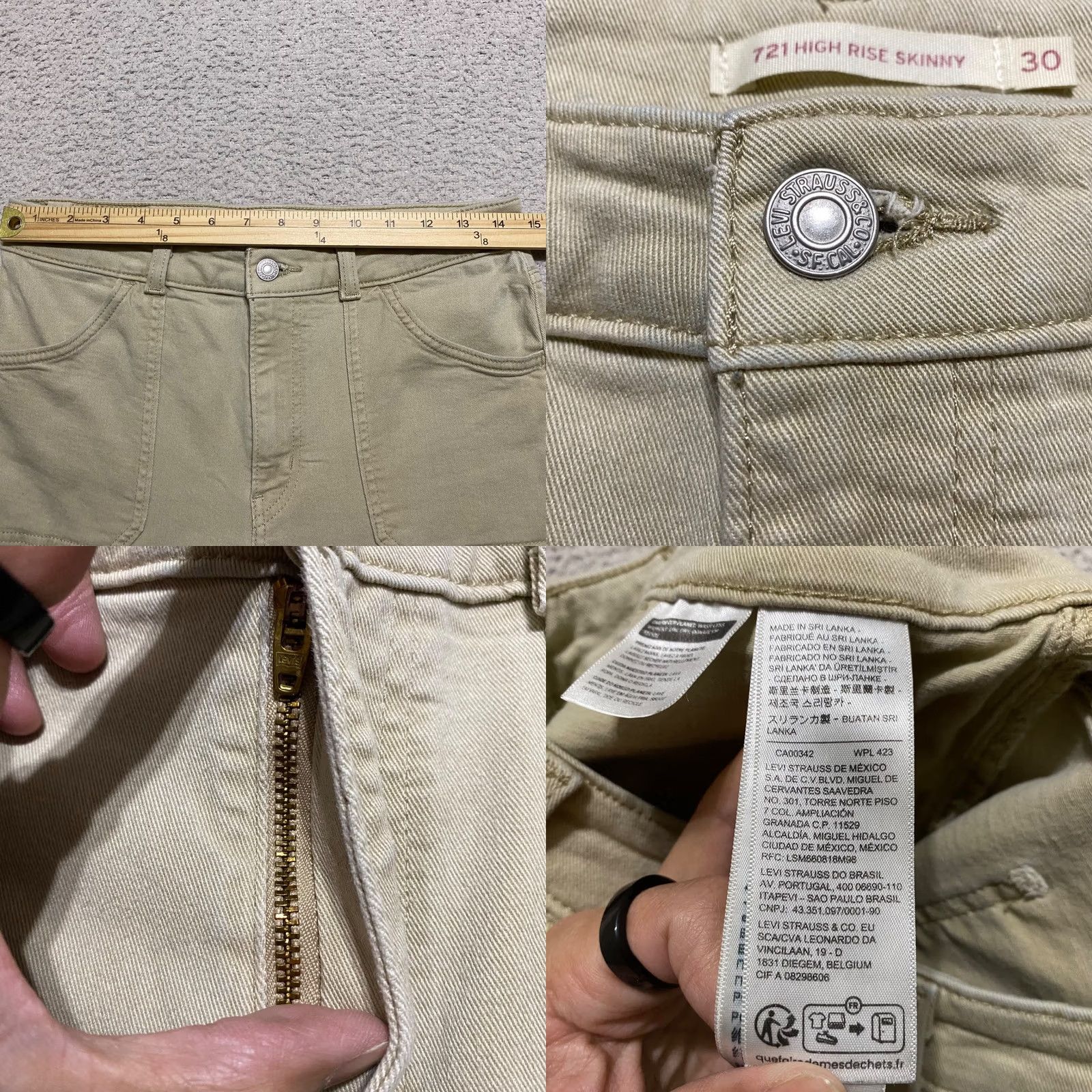Levi's Levi's 721 Jeans Womens Beige Denim High Rise Slim Skinny 30 Regular Jeans Beige Levi's 721 Womens Size 30" / US 8 / IT 44 - 8 Thumbnail