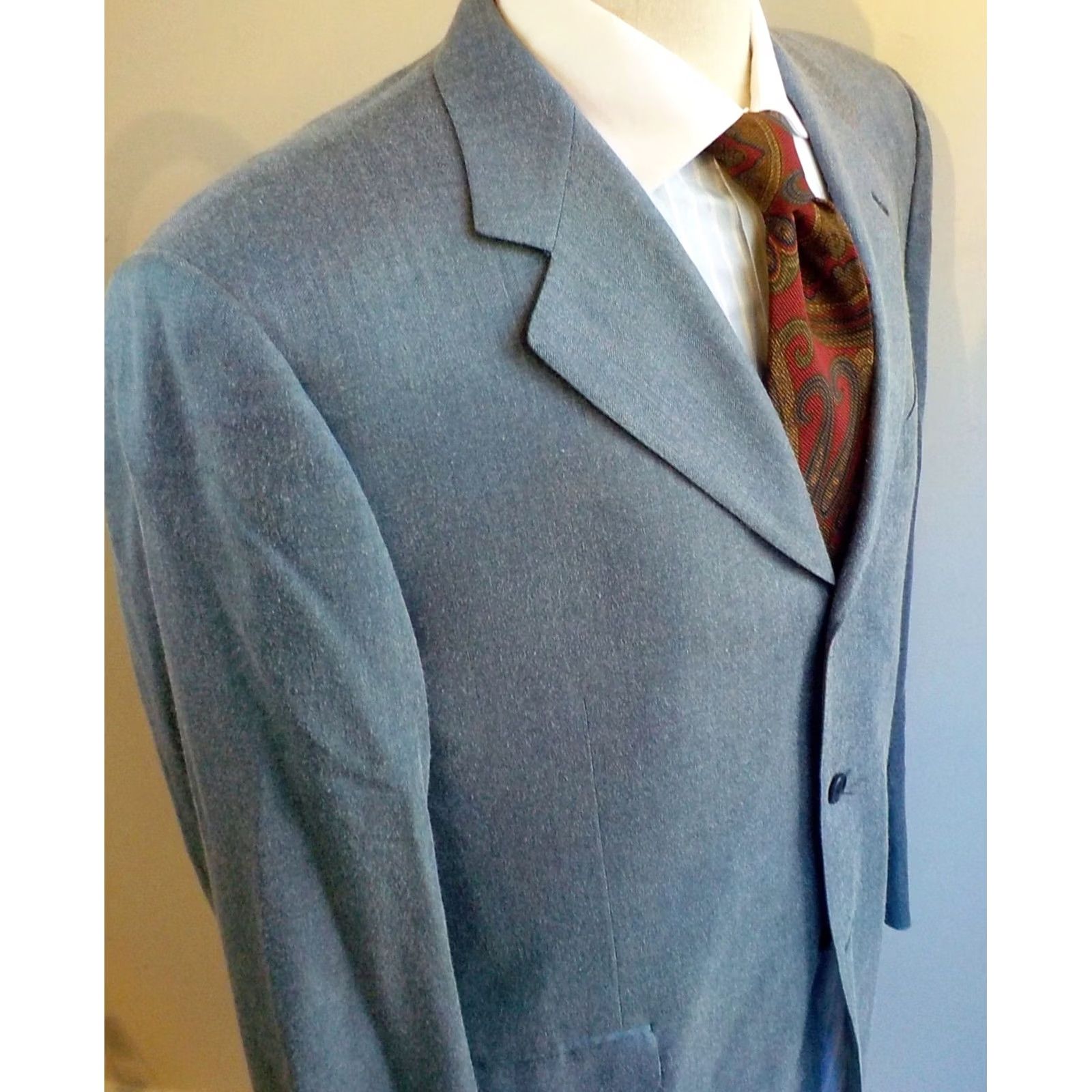 Canali VINTAGE Canali Blazer Blue Herringbone 3 Button Ventless Wool/Silk EUR 52L US 42L Mens Blazer Size 42R - 4 Thumbnail