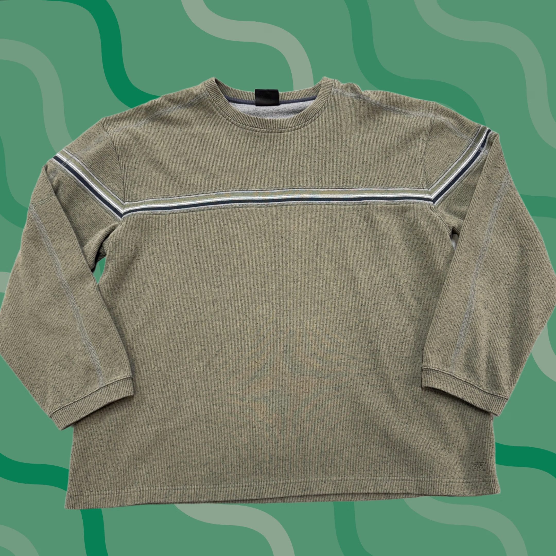 Vintage XG Extreme gear Sweater Mens XL Green Waffle Knit Crewneck Pullover Striped Knit Size US XL / EU 56 / 4 - 1 Thumbnail