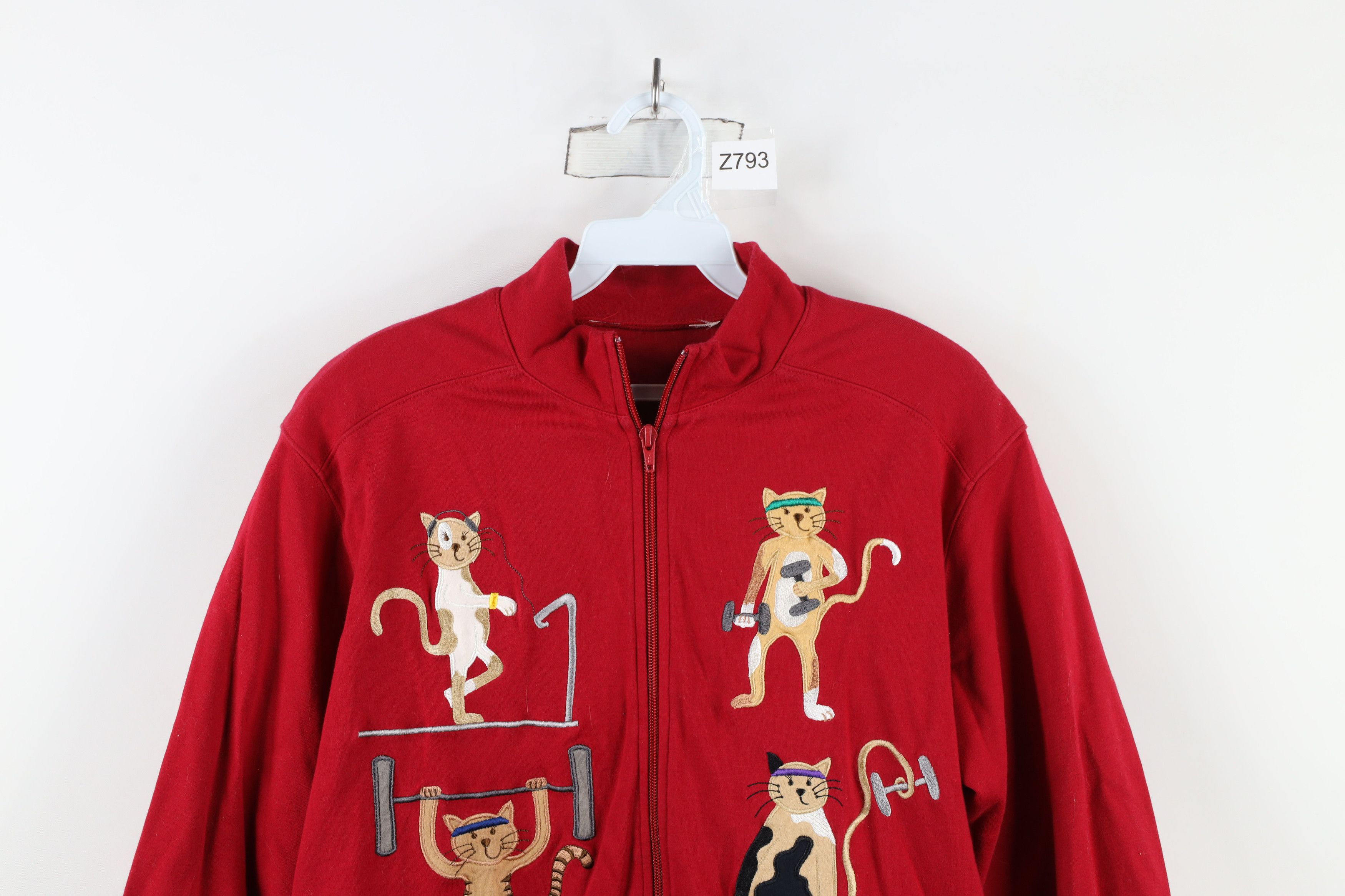 Vintage Vintage 90s Streetwear Cat Kitten Gym Full Zip Sweatshirt Size M / US 6-8 / IT 42-44 - 2 Thumbnail