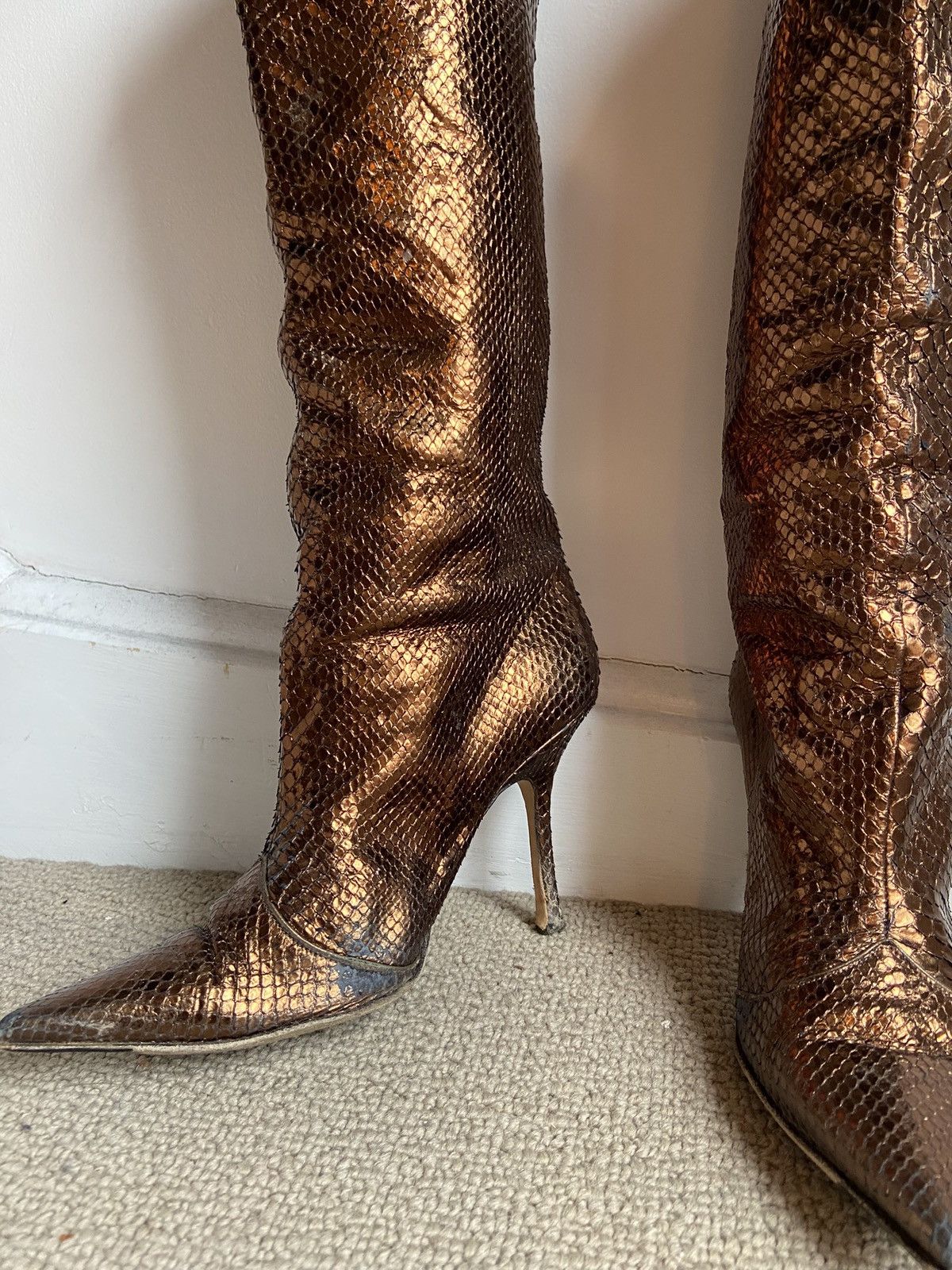 Jimmy Choo Jimmy Choo Mavis Python Metallic Boots Size US 8 / IT 38 - 3 Thumbnail