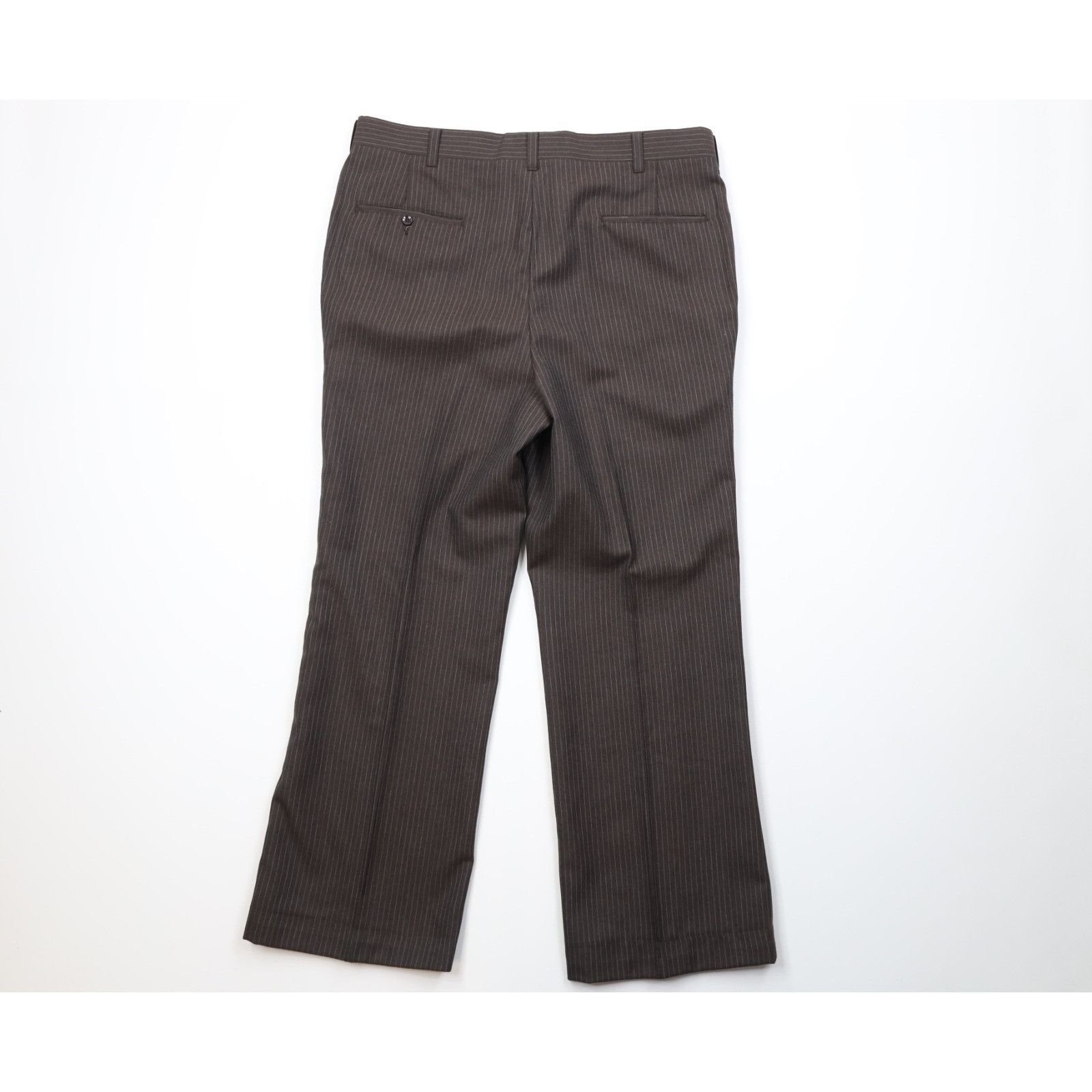Vintage Vintage 70s 3 Piece Wool Pinstriped Suit Bell Bottoms Size 44L - 15 Thumbnail