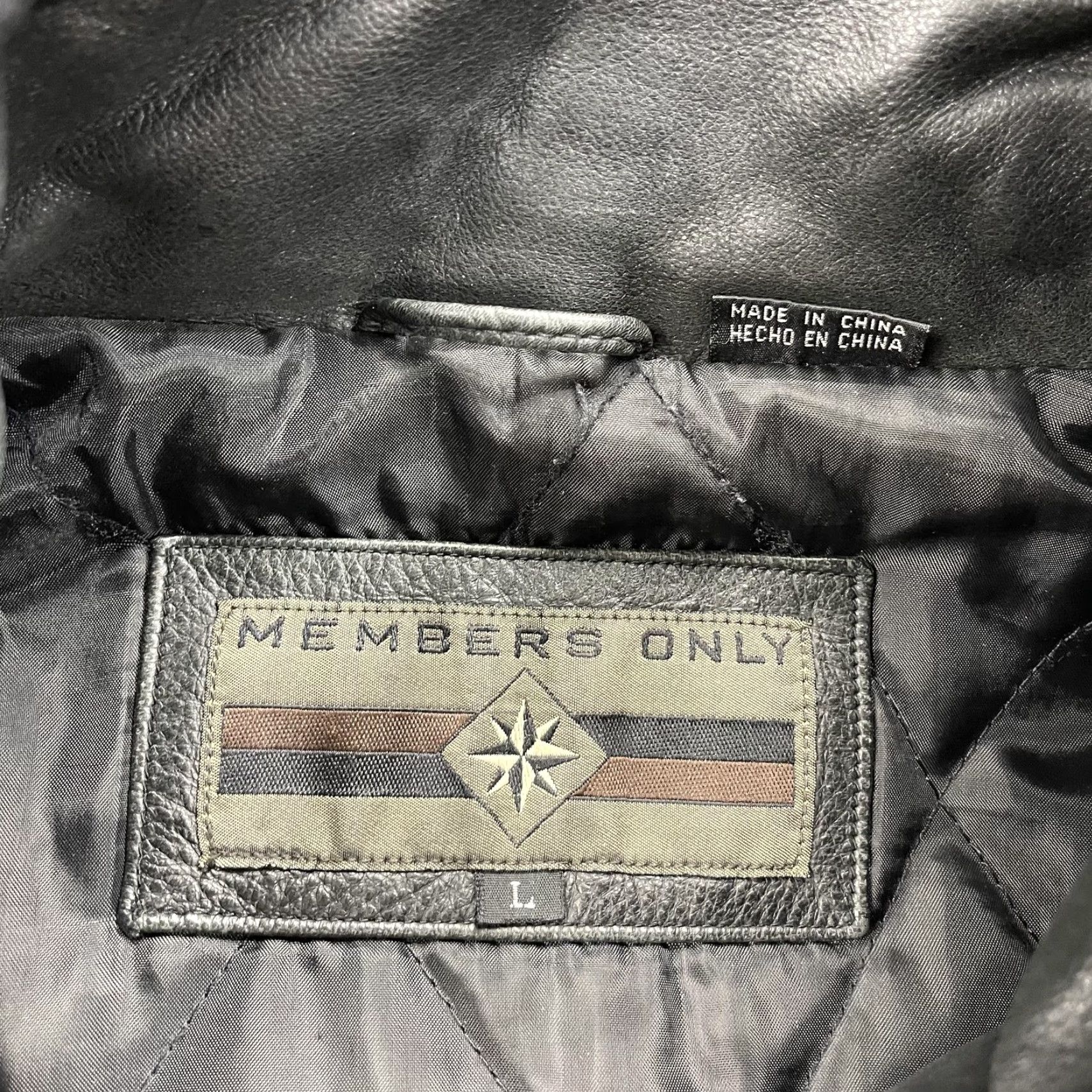 Members Only VINTAGE Members Only Jacket Mens Large Black Leather Bomber Quilted Lined 90s Size US L / EU 52-54 / 3 - 4 Thumbnail