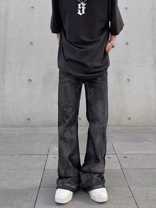 Japanese Brand × Jean High Street Waxed Coated Aged Black Micro Flare Jeans Size US 32 / EU 48 - 2 Thumbnail