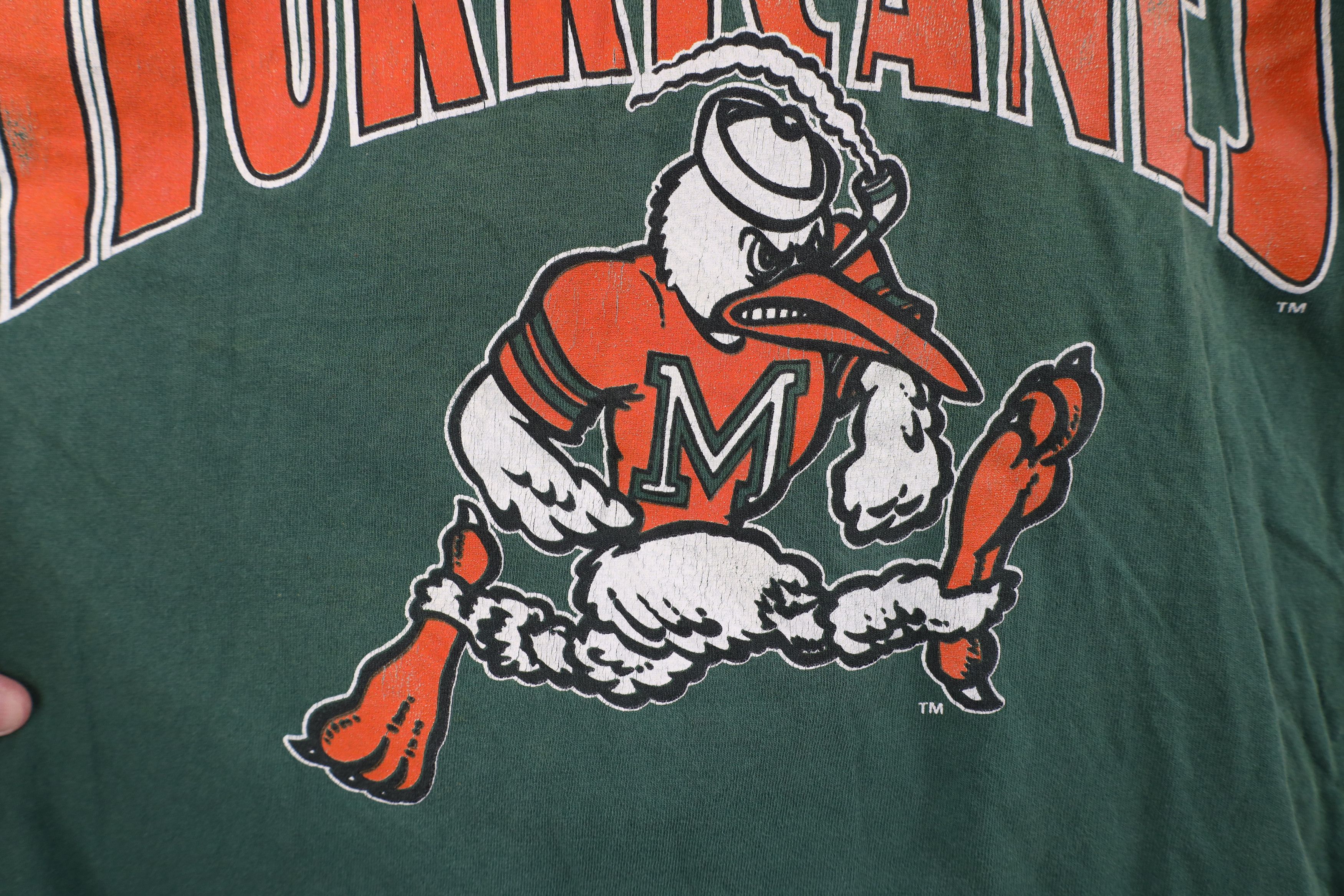 Vintage Vintage 90s Spell Out University of Miami T-Shirt Green USA Size US M / EU 48-50 / 2 - 6 Thumbnail