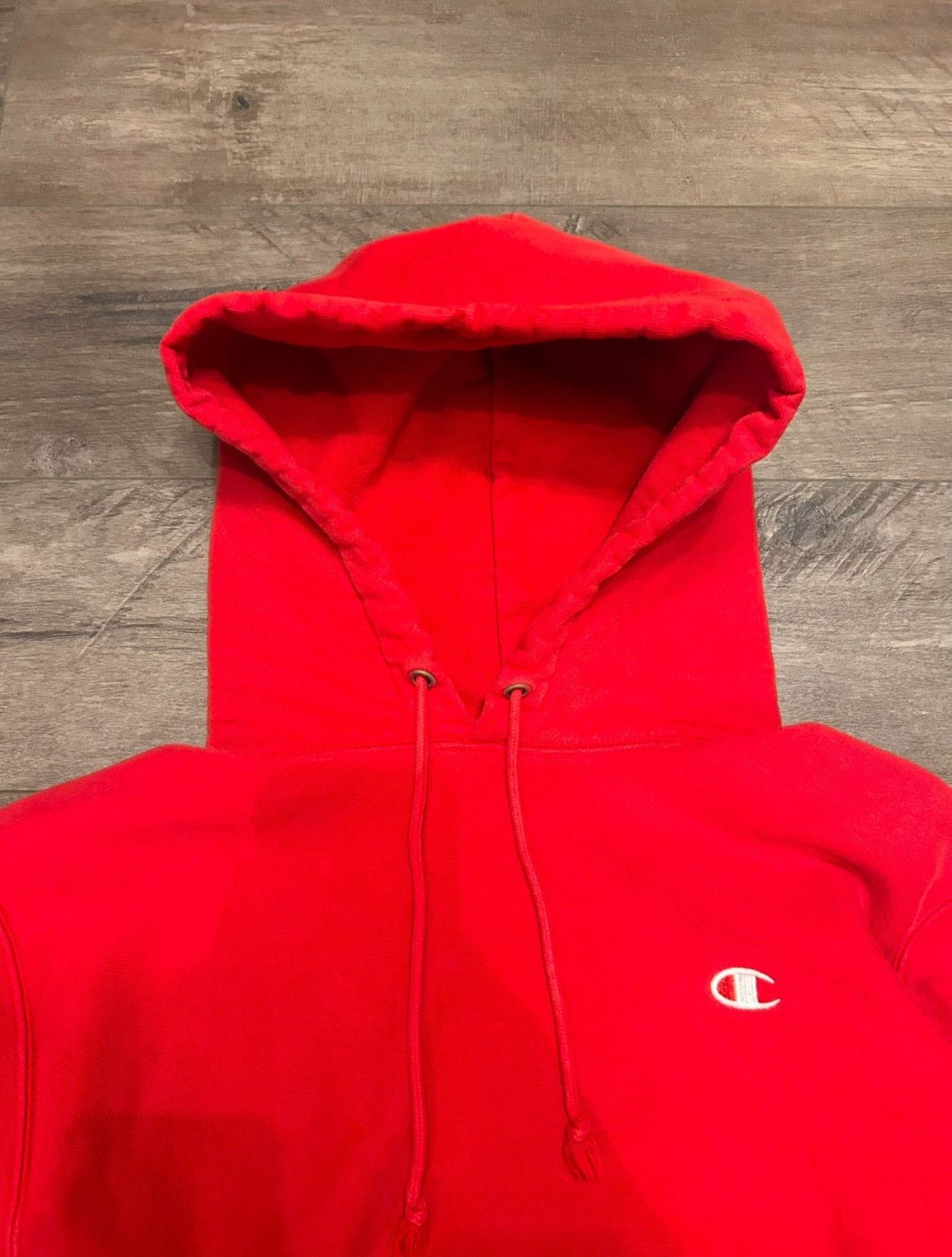 Champion × Vintage Vintage 90s champion red blank hoodie Reverse weave Size US L / EU 52-54 / 3 - 2 Thumbnail