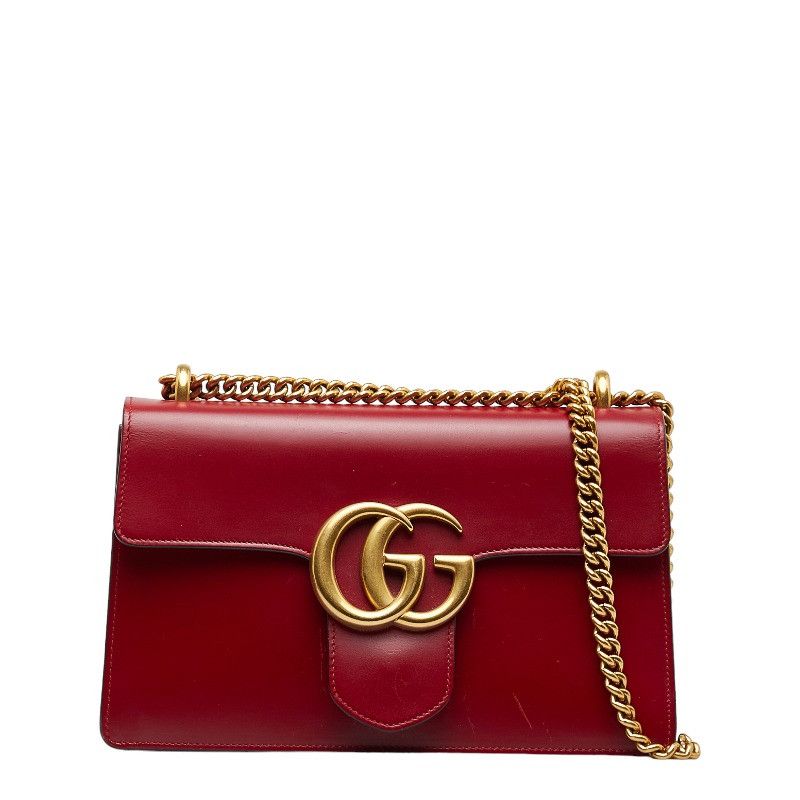 image of Gucci GG Marmont Chain Shoulder Bag in Red, Women's