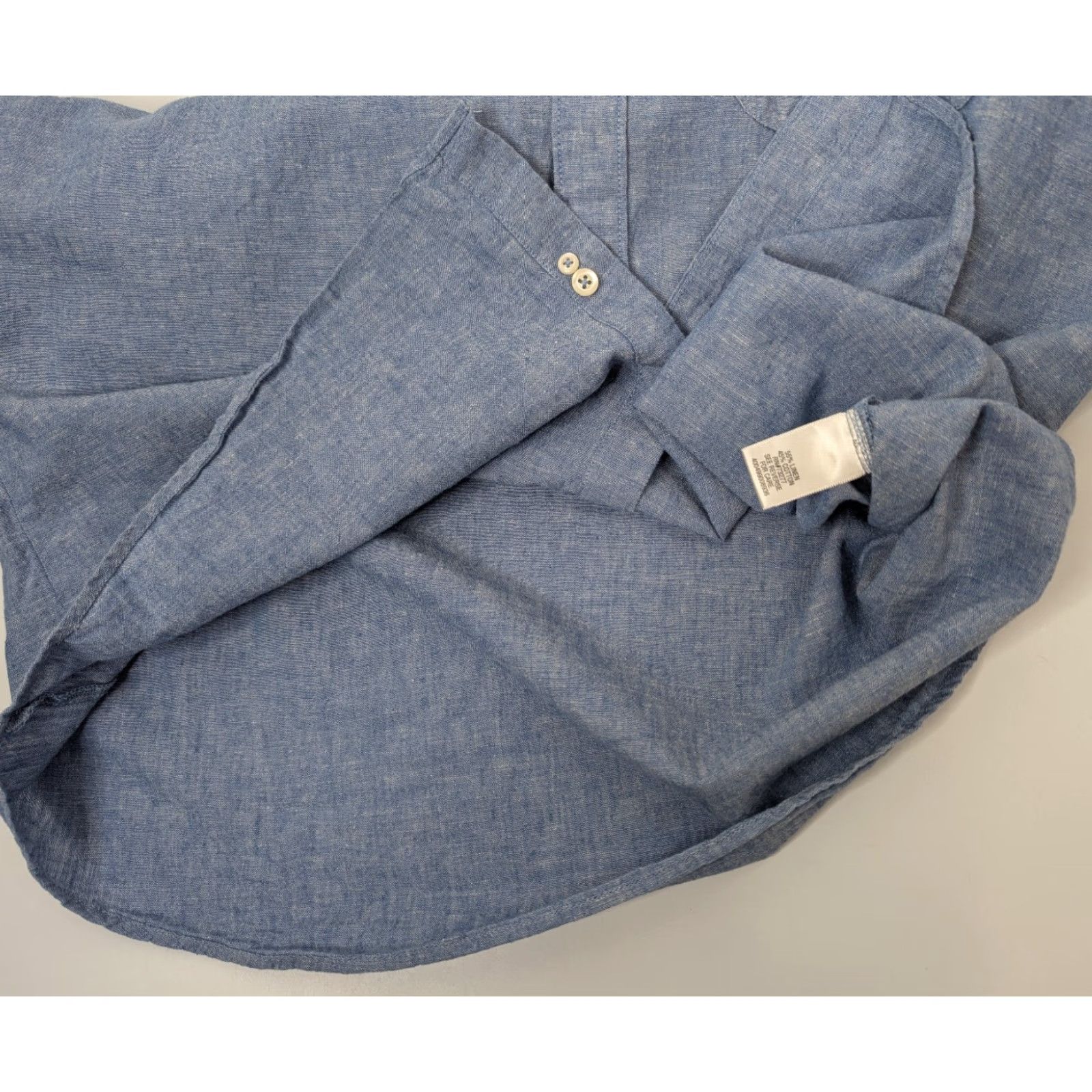 Croft & Barrow VINTAGE Croft & Barrow Linen Shirt Mens L Short Sleeve Button-Down Blue Easy Care Size US L / EU 52-54 / 3 - 7 Thumbnail