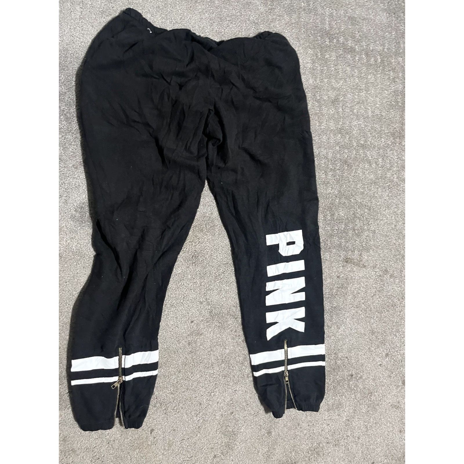 Victoria's Secret Victoria's Secret PINK Sweatpants Women S Black Jogger Drawstring Elastic Waist Logo Activewear Casual Teens Size S Womens Size 28" / US 6 / IT 42 - 3 Thumbnail