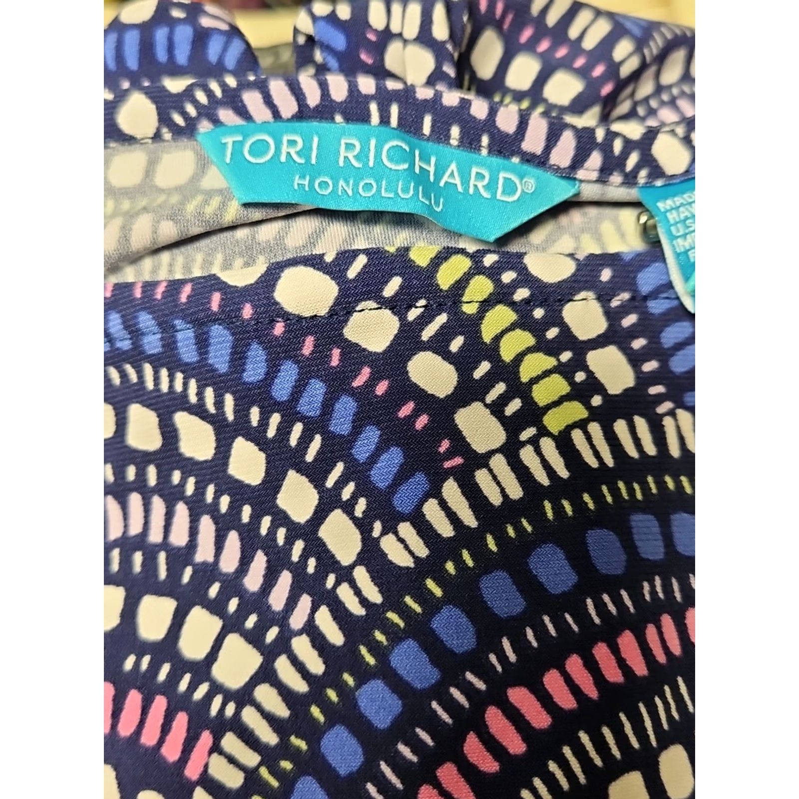 Tori Richard Tori Richard Blouse Womens XL Purple Geometric Print Hawaii Honolulu Sleeveless Scoop Pullover Crepe Knit Lightweight Breathable NWT Size XL / US 12-14 / IT 48-50 - 3 Thumbnail