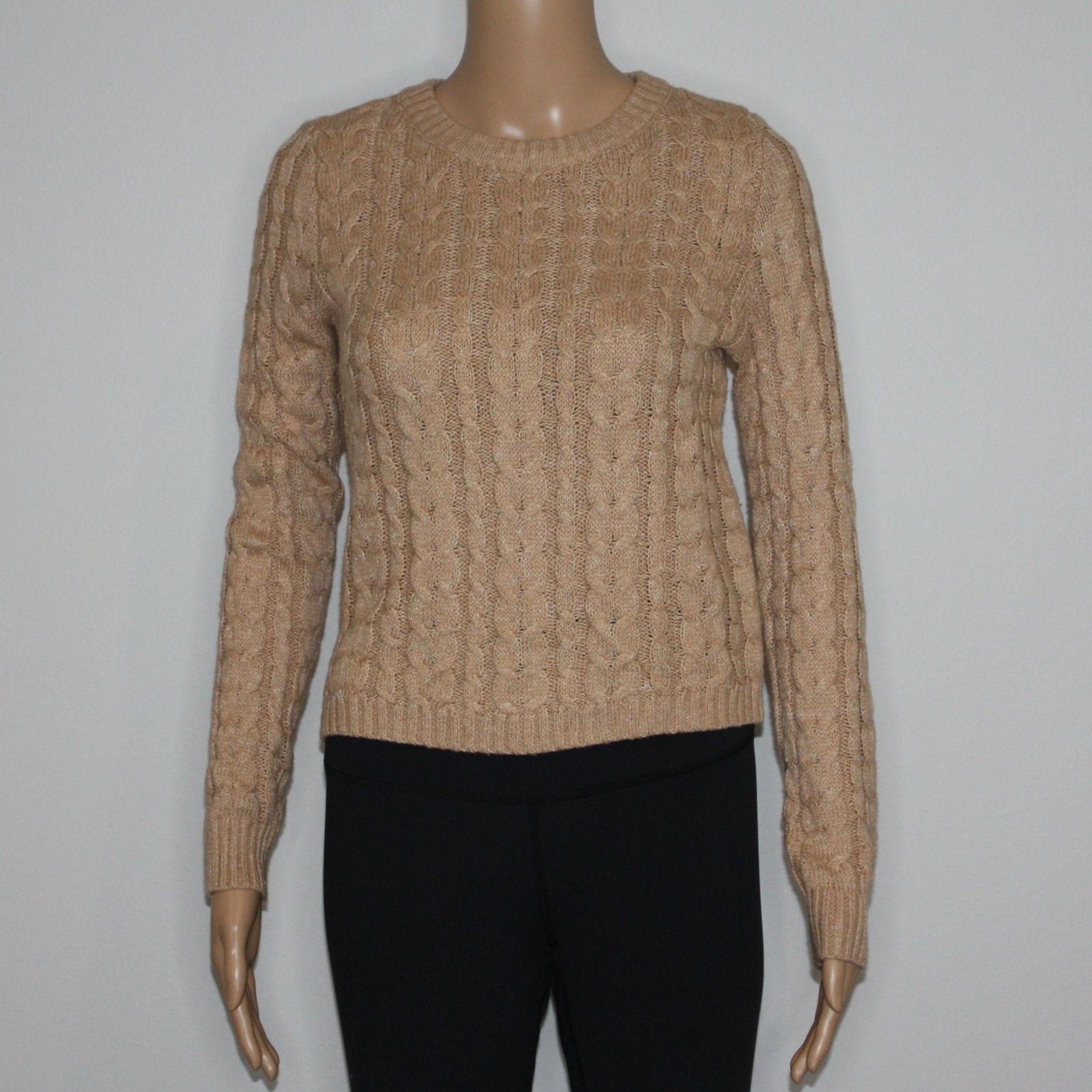 American Eagle Outfitters Cropped Cable Knit High-rise Sweater in Tan & size XS Size XS / US 0-2 / IT 36-38 - 6 Thumbnail