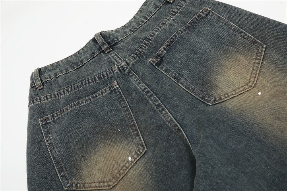 Japanese Brand × Jean Men's ink-splashed distressed punk ripped scimitar jeans Size US 32 / EU 48 - 6 Thumbnail
