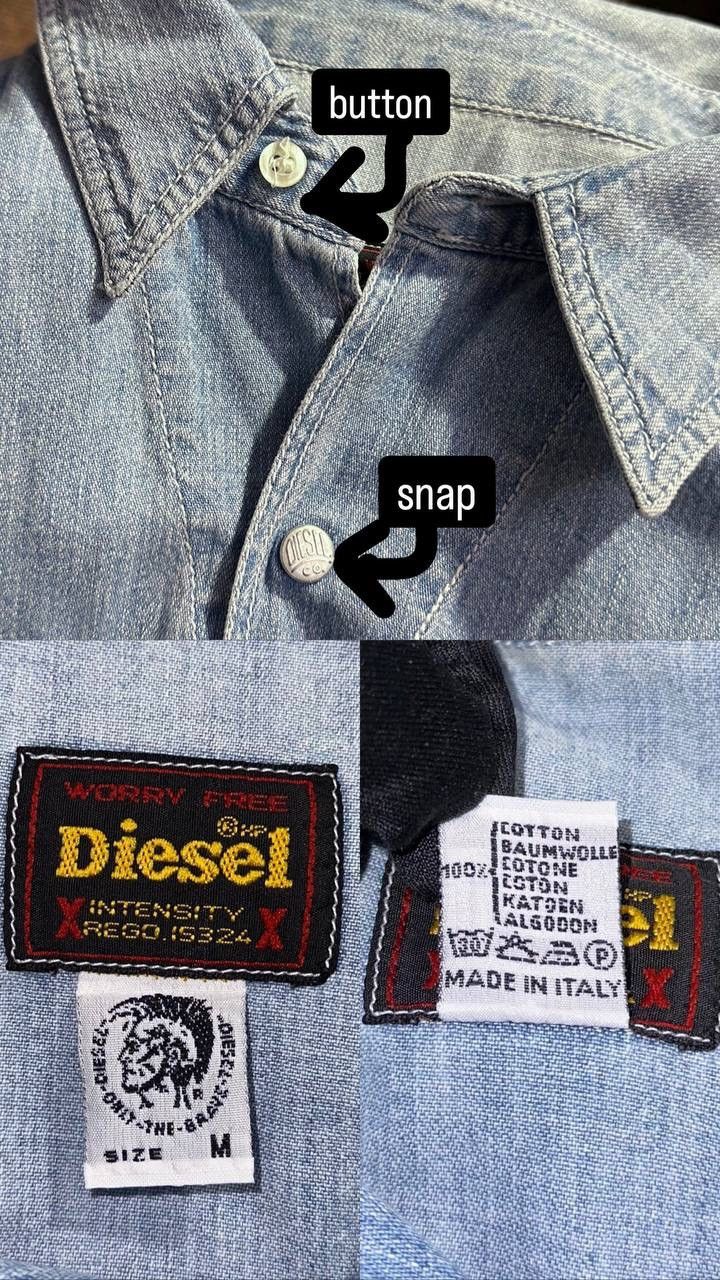Designer DIESEL vintage jeans shirt buttons Denim made in Italy Size US M / EU 48-50 / 2 - 7 Thumbnail