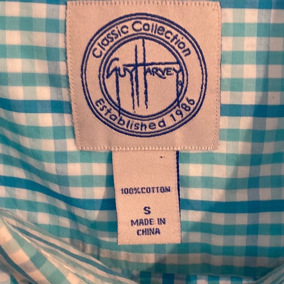 Guy Harvey Guy Harvey Classic Aqua Plaid Long Sleeve Shirt men sz S Size US S / EU 44-46 / 1 - 5 Thumbnail