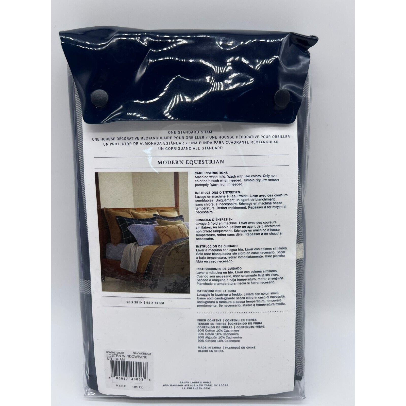 Ralph Lauren Ralph Lauren Home Equestrian Windowpane Sham Navy Standard Size ONE SIZE - 10 Thumbnail
