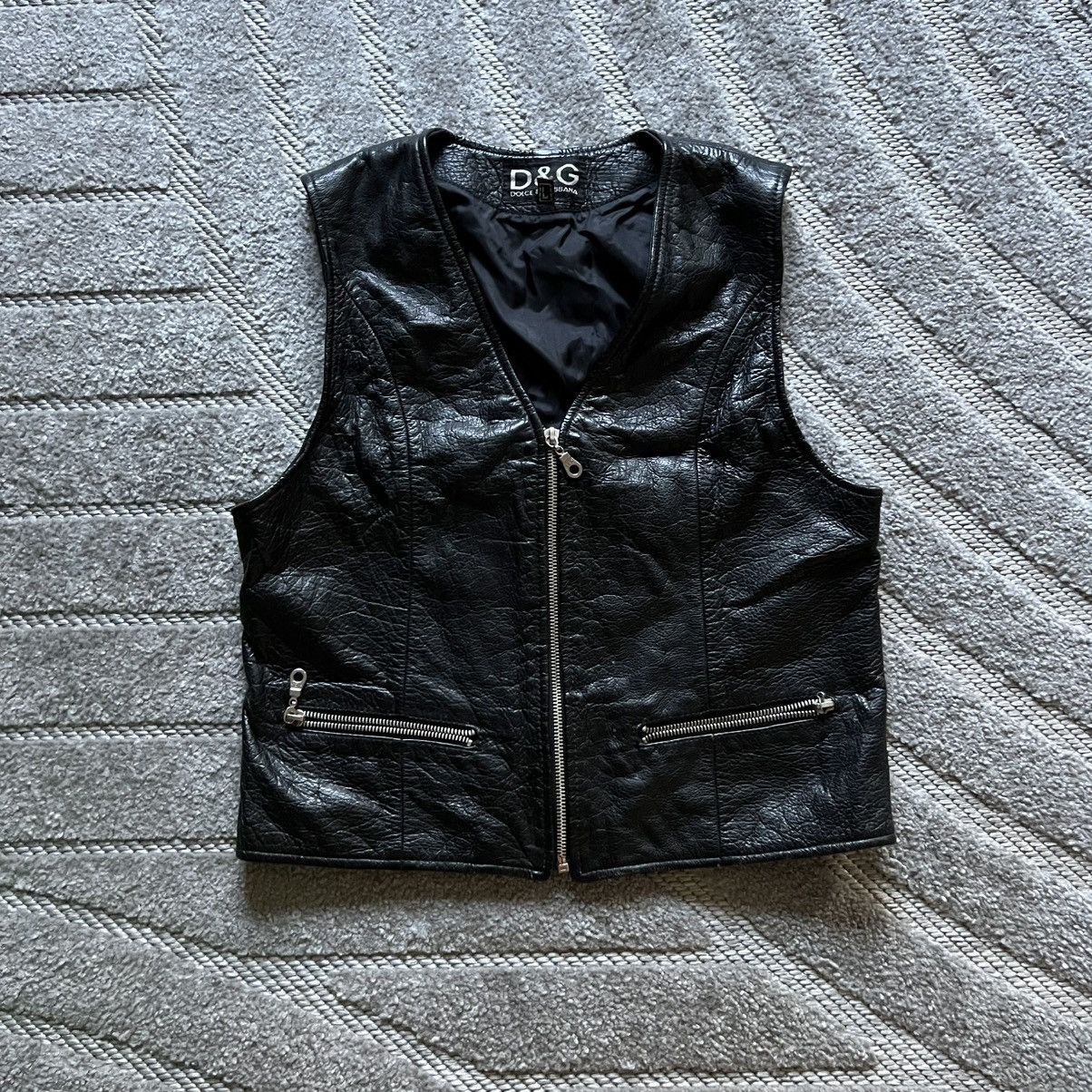 Vintage 90s Dolce & Gabbana Leather Biker Vest Streetwear