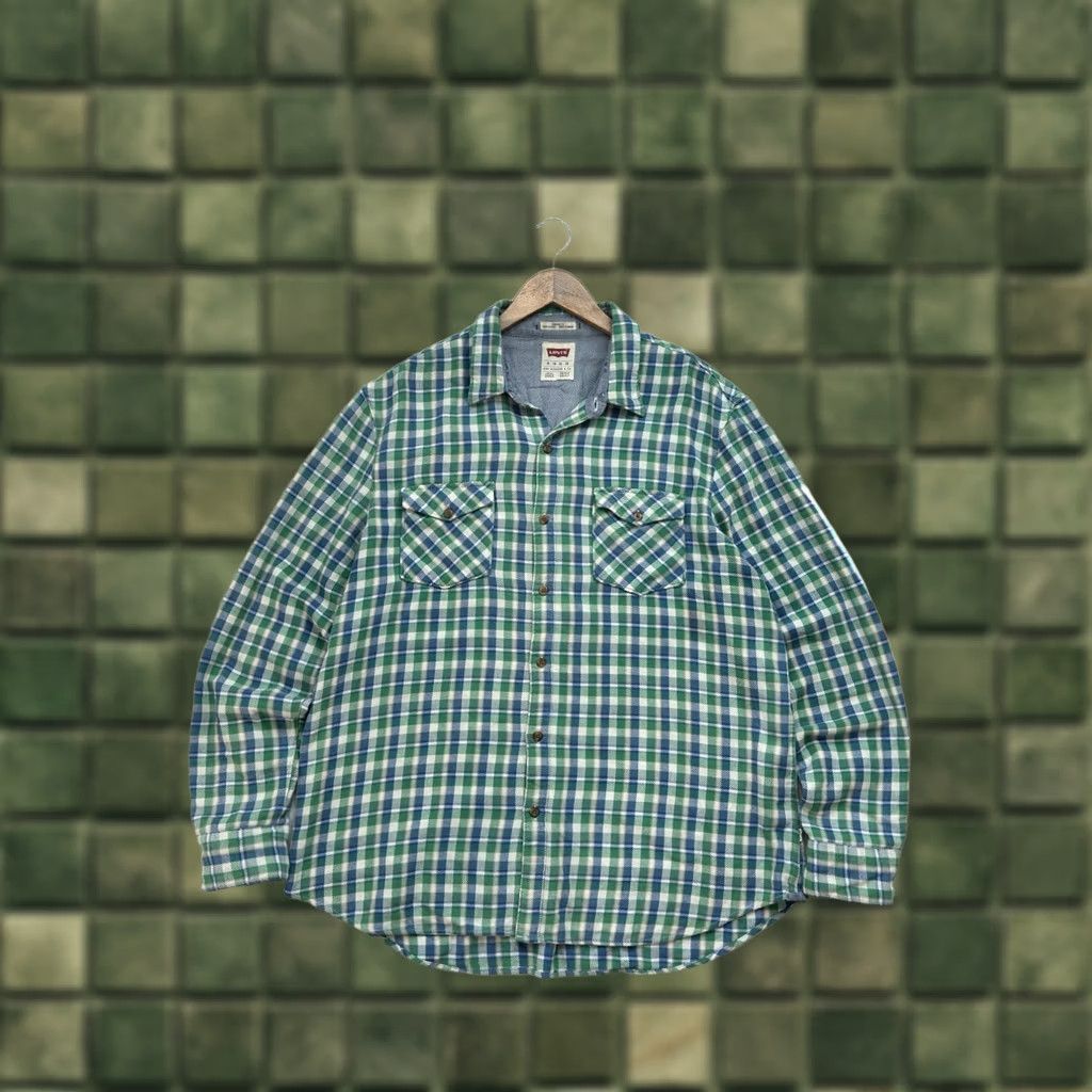 Etro VINTAGE Levis Button-Up Shirt Men XL Checked Green Blue Pattern: Check Long Sleeve Size US XL / EU 56 / 4 - 1 Thumbnail