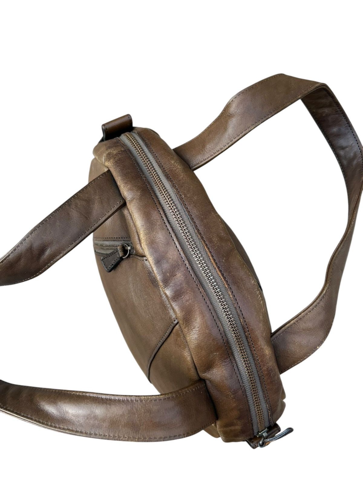 Leather Vintage B. Stuff Japan Distress Patina Leather Round Bag Size ONE SIZE - 19 Thumbnail