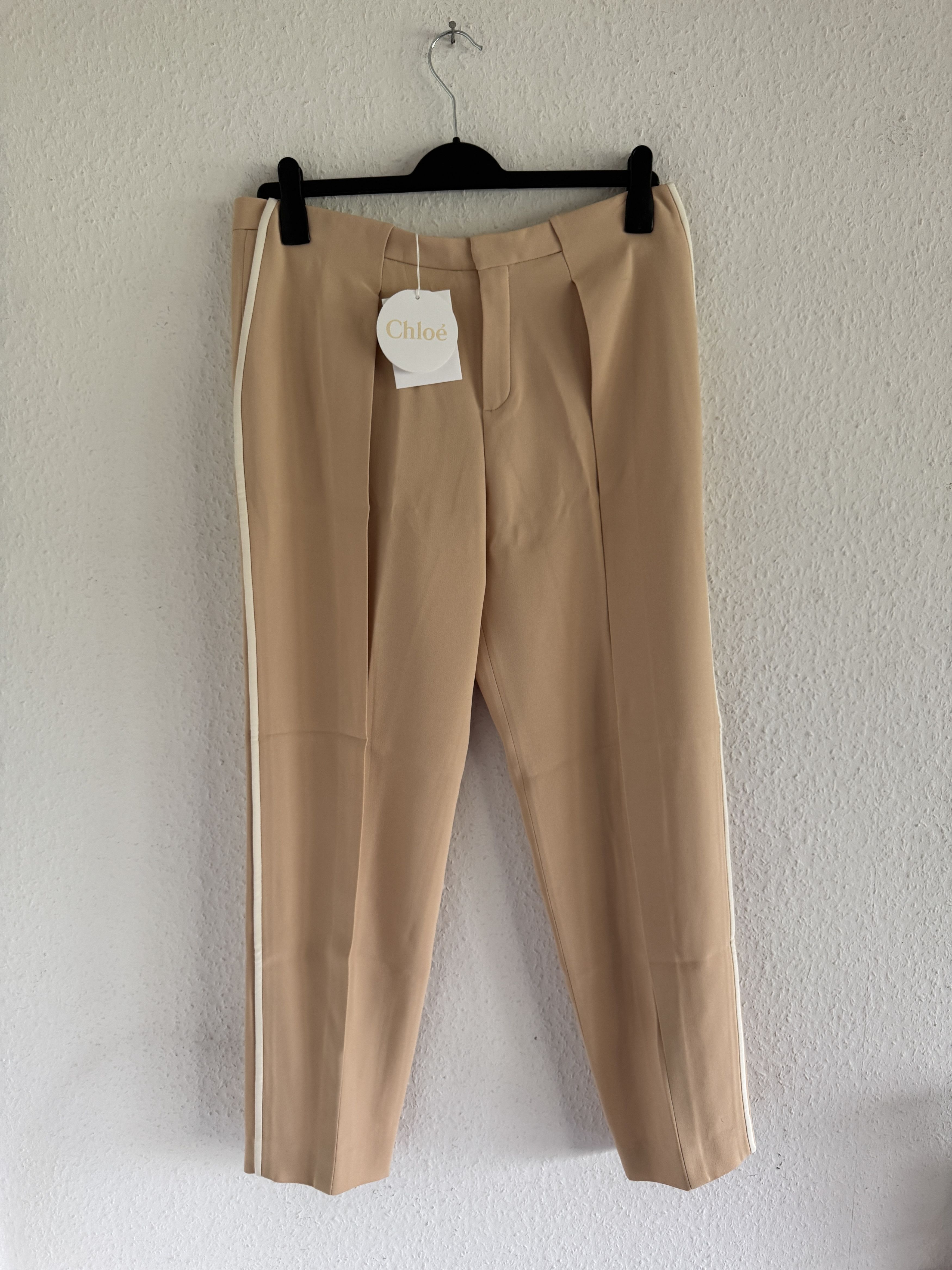 Chloe Beige Side-Stripe Trousers Size 30" / US 8 / IT 44 - 2 Thumbnail