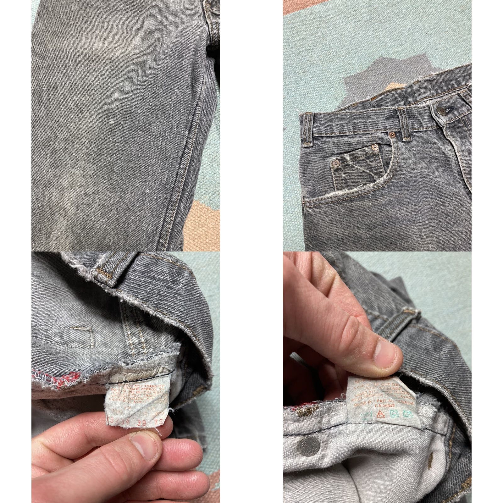 Levi's VINTAGE Levi’s Jeans 40505 0259 Straight Baggy Faded Black Grunge 31x33 Mens Jeans Size US 31 - 9 Thumbnail