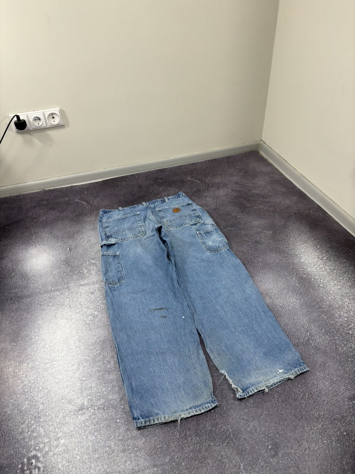 Carhartt Vintage Carhartt Dungaree Fit Faded Blue Denim Baggy Jeans Size US 35 - 3 Thumbnail