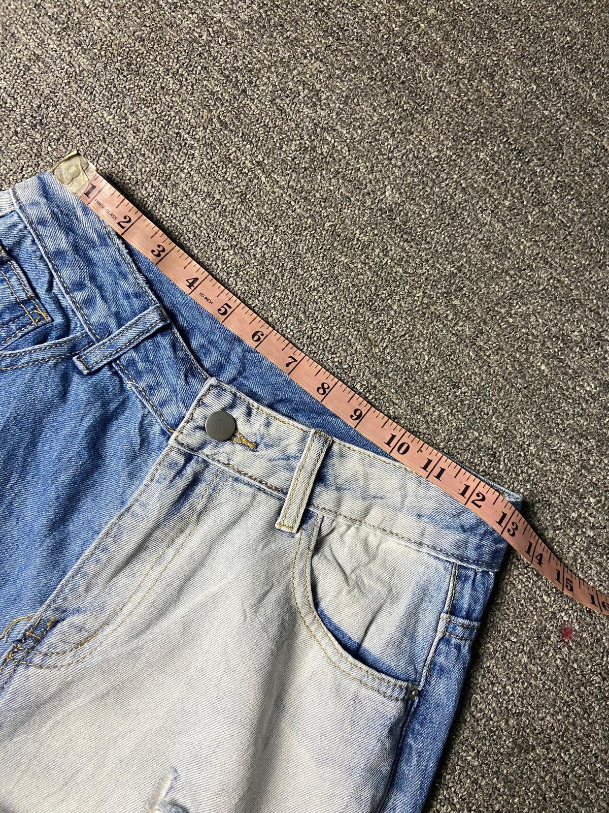 Japanese Brand Me+Emselect Brand Two Tone Ripped Wide Leg Jeans (153) Size US 26 / EU 42 - 7 Thumbnail