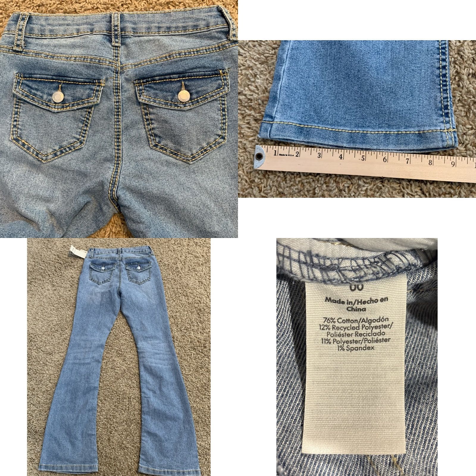 Vintage No Boundaries Jeans Bootcut Woman Juniors 00 Mid Rise 25x32 Light Blue Denim Stretch Flap Pocket Size 24" / US 00 / IT 34 - 8 Thumbnail