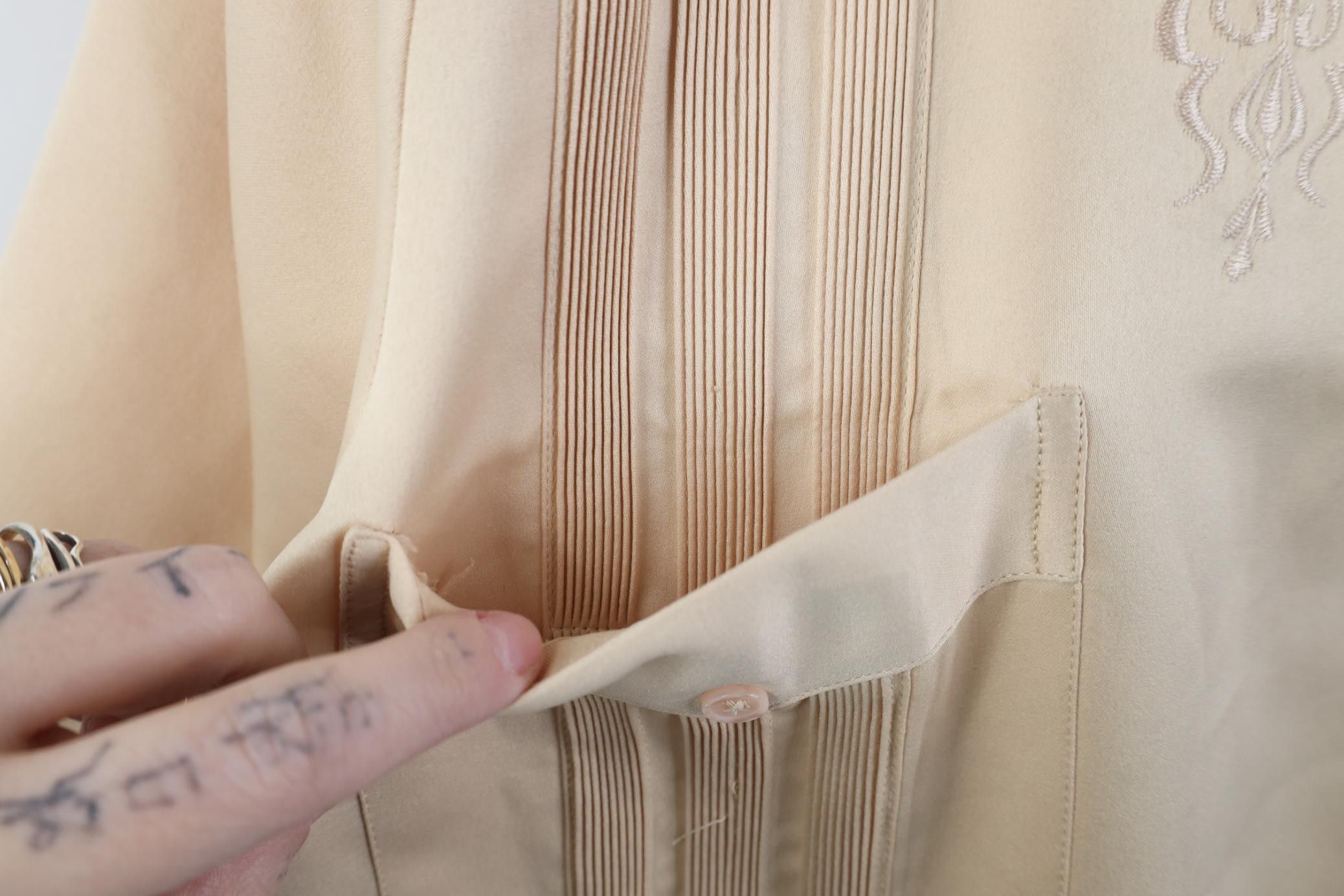 Vintage Vintage 90s Rockabilly Western Wedding Button Shirt Beige Size US XXL / EU 58 / 5 - 6 Thumbnail