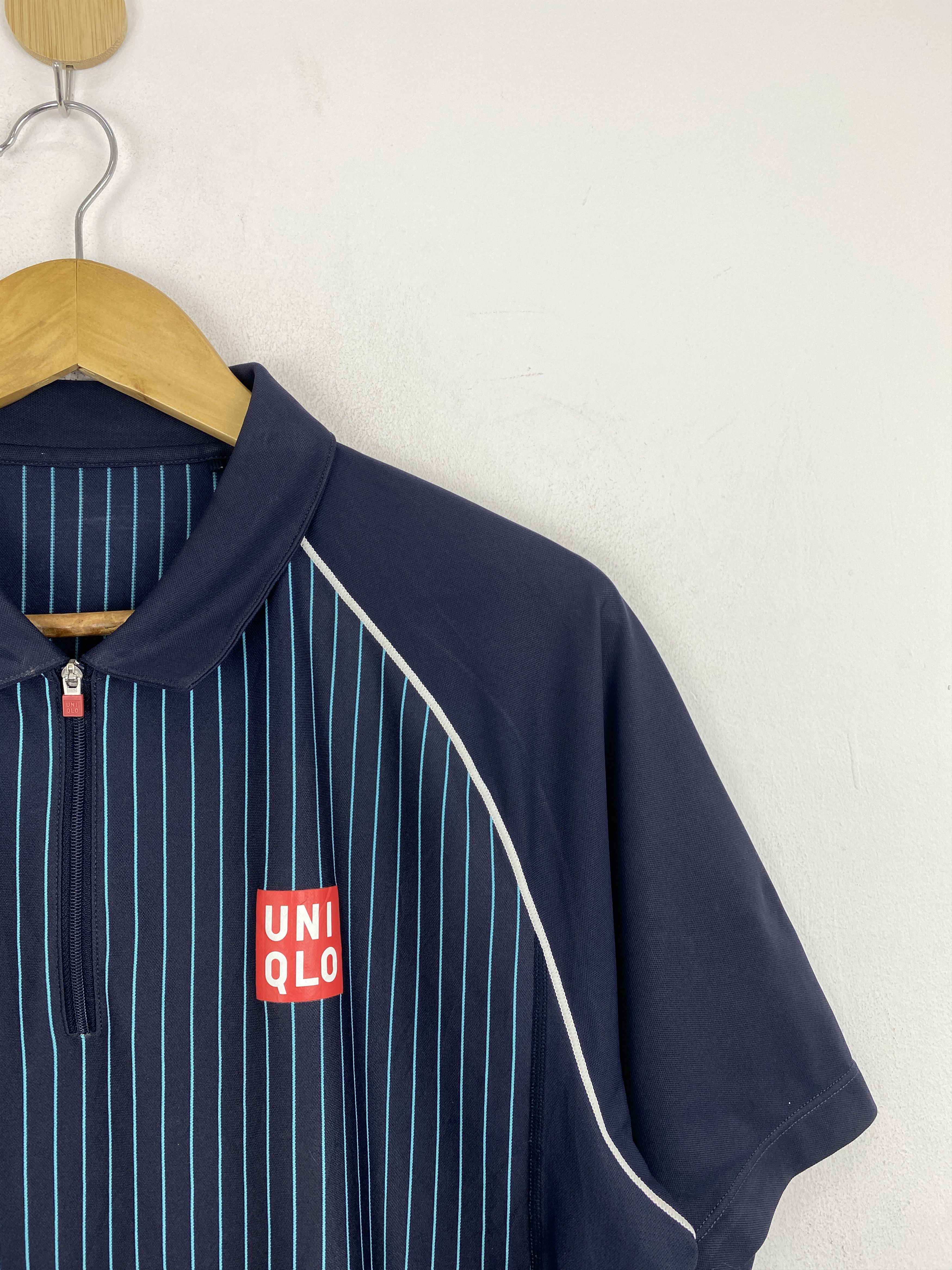 Uniqlo × Vintage Vintage Uniqlo Worker Half Zipper Striped Collar Tee TA0596 Size US L / EU 52-54 / 3 - 5 Thumbnail