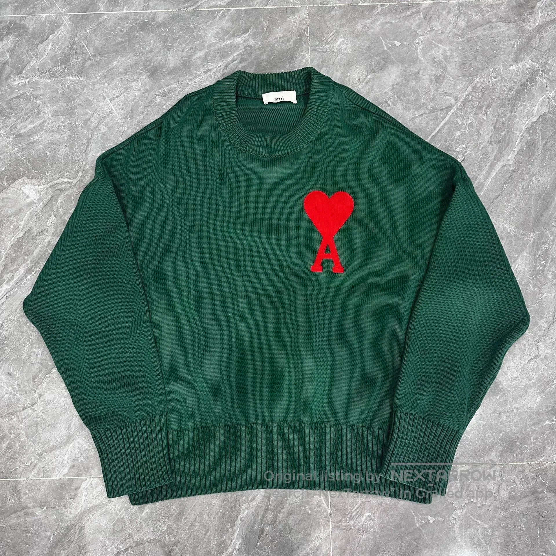 AMI AMI Green Heart Knit Sweater. Size US L / EU 52-54 / 3 - 1 Thumbnail