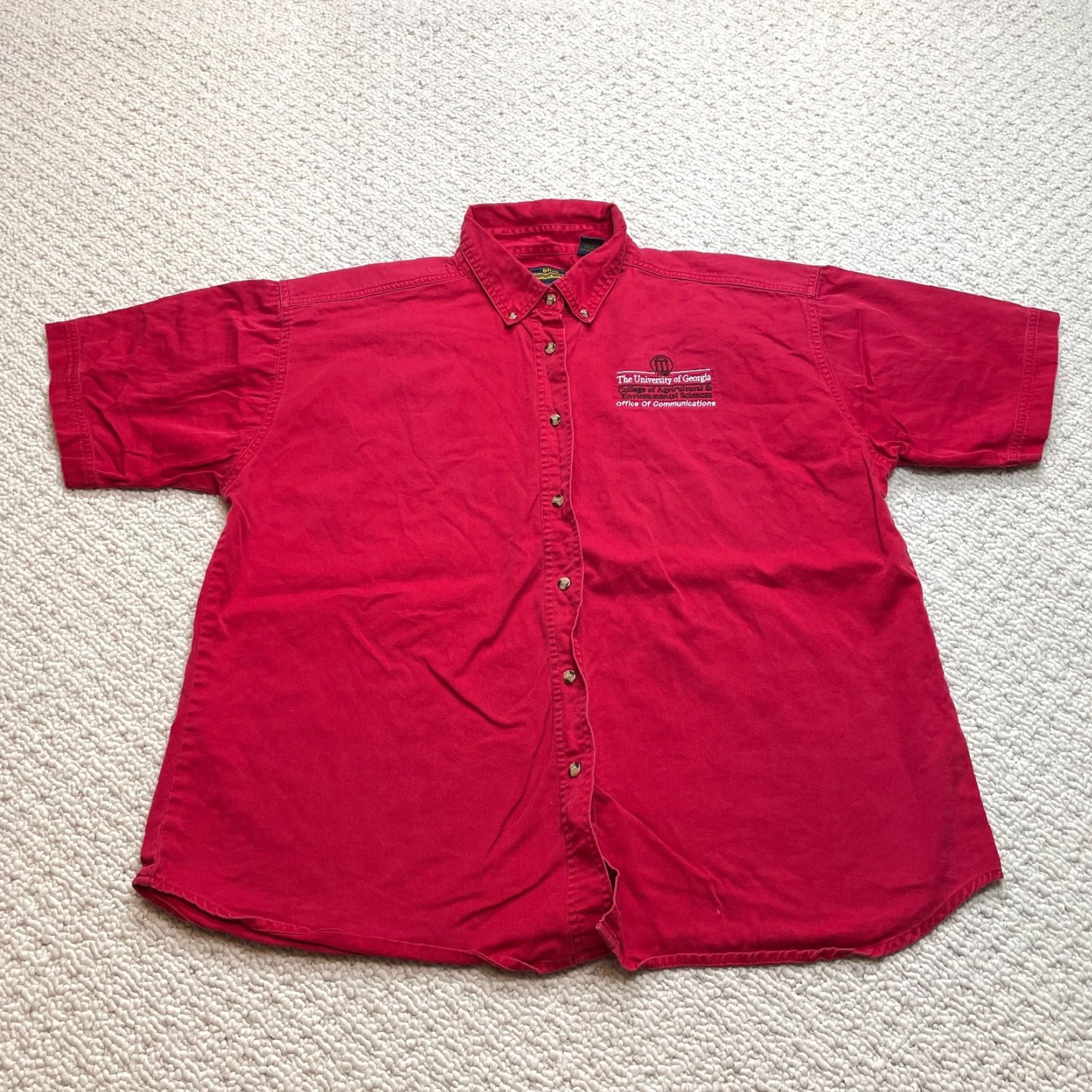 Vintage Blue Generation Shirt Ladies 2XL Red University of Georgia Short Sleeve Button-Up Tunic Size XXL / US 16-18 / IT 52-54 - 2 Thumbnail
