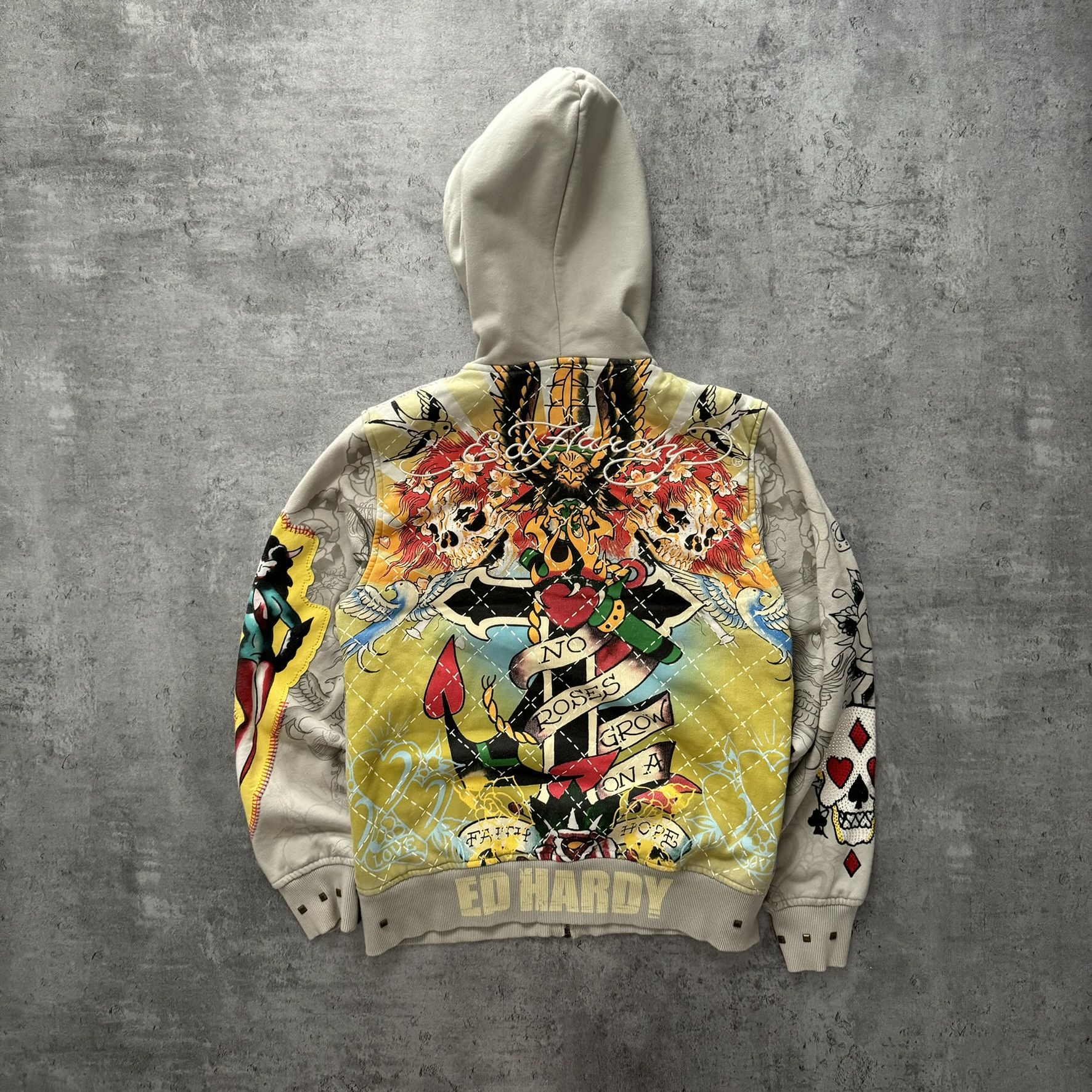 Christian Audigier × Ed Hardy Rare Ed Hardy full print zip up hoodie No Roses Grow Size US M / EU 48-50 / 2 - 9 Thumbnail