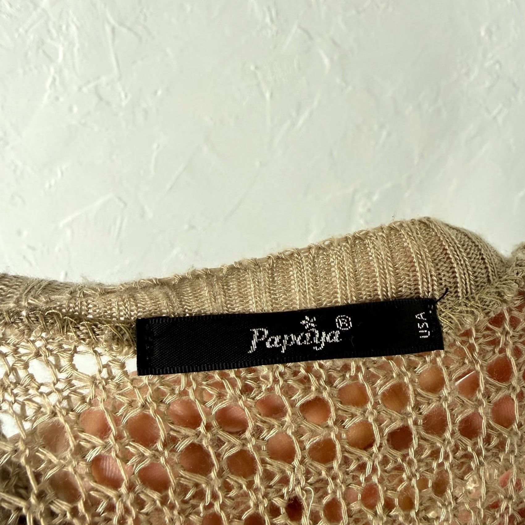 Vintage VINTAGE Papaya Shirt Medium Off Shoulder Knit Bohemian Beige Acrylic Short Sleeve US Size M Womens Bohemian 90s Style Casual Size M / US 6-8 / IT 42-44 - 5 Thumbnail
