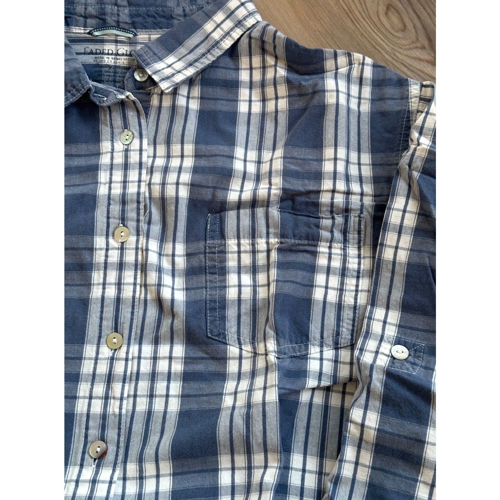 Faded Glory Faded Glory Women's Plaid Sleep Shirt Long Sleeve Nightshirt 100% Cotton Size XL Blue Size XL / US 12-14 / IT 48-50 - 3 Thumbnail